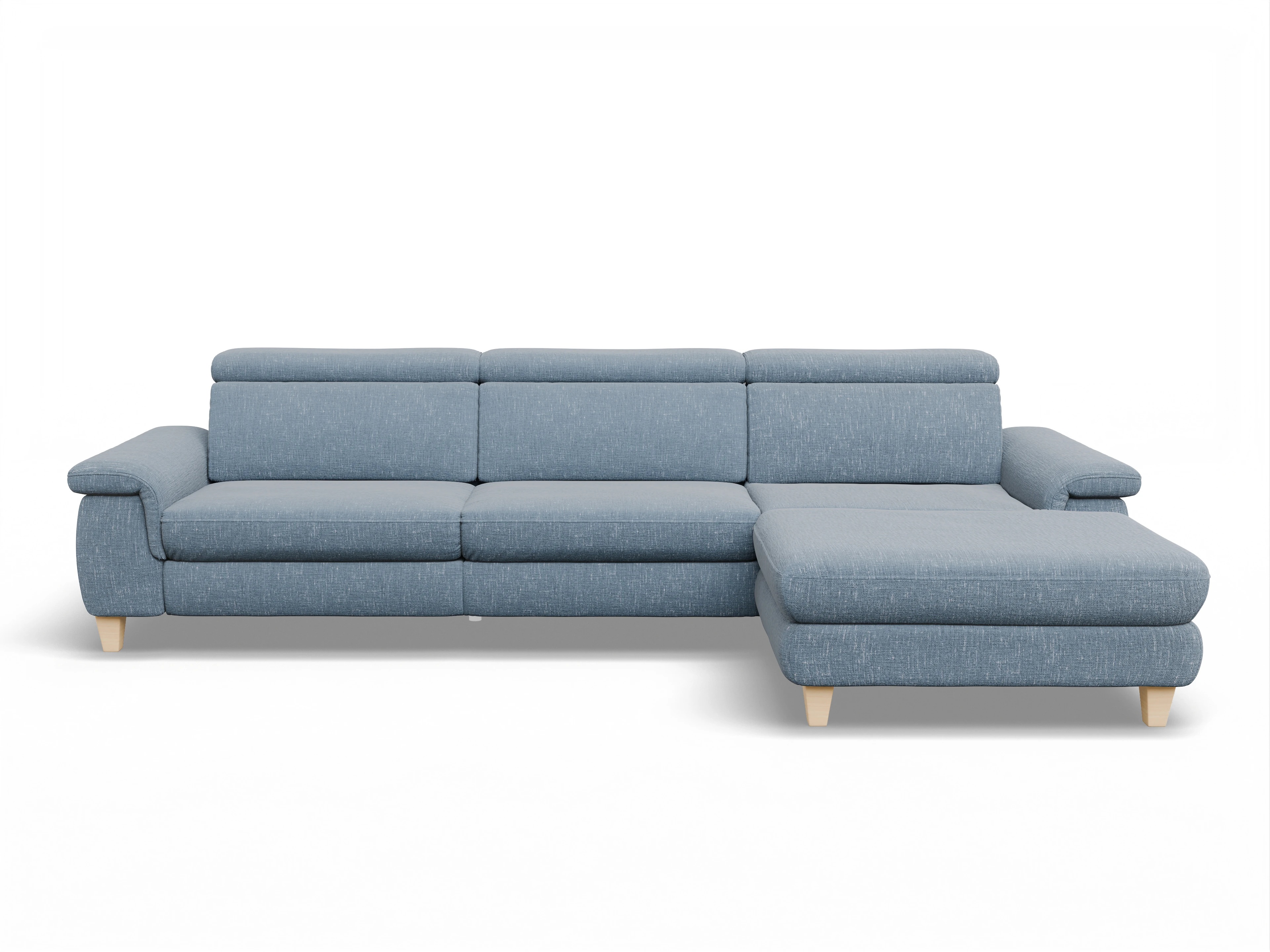 München LOgroß Large R Ansicht des Produktes München Ecksofa rechts Abschluss offen in Stoff Blau