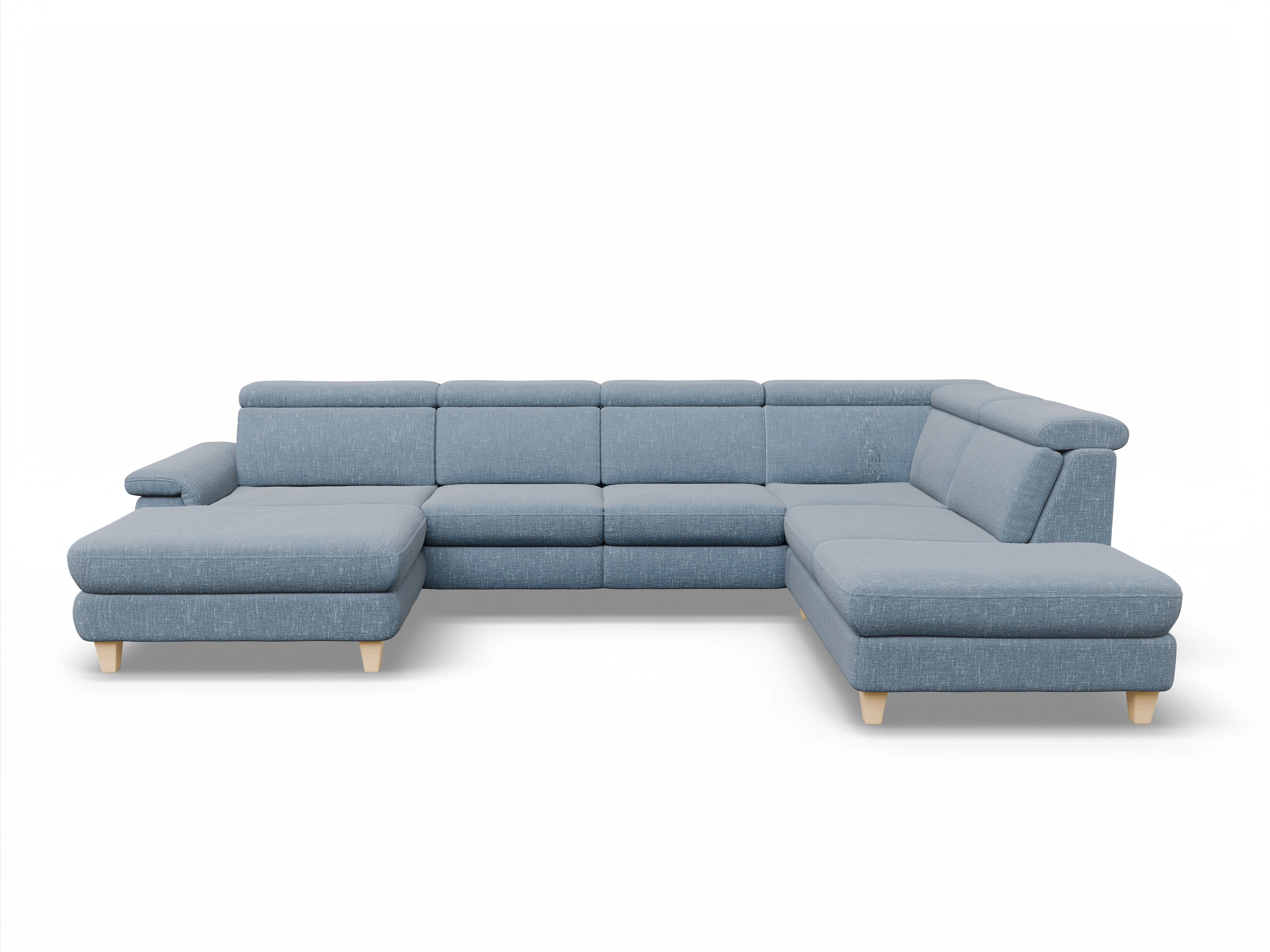 Ansicht des Produktes München Wohnlandschaft offen beidseitig in Stoff Blau