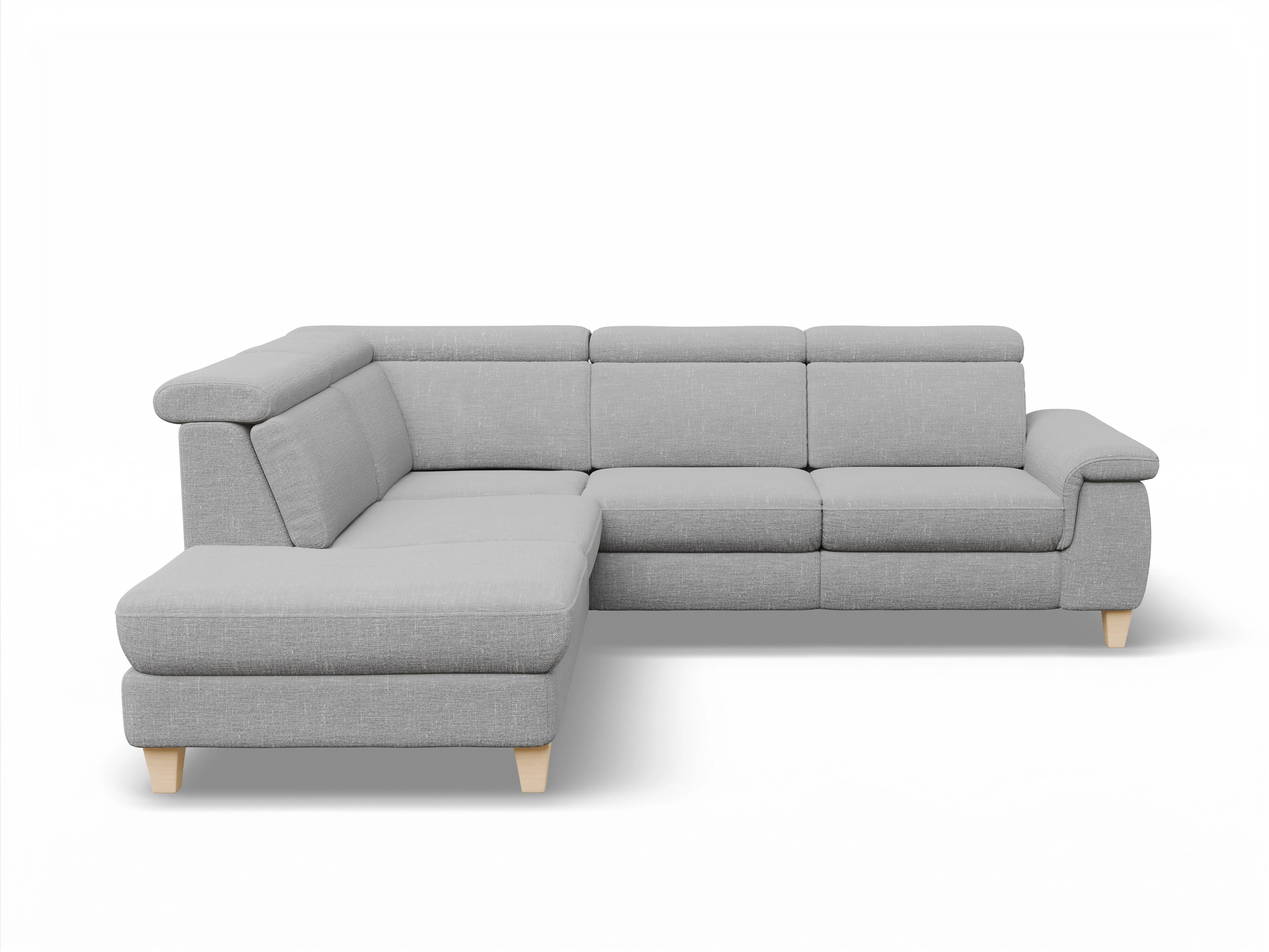 Ansicht des Produktes München Ecksofa links mit Armlehne in Stoff Grau