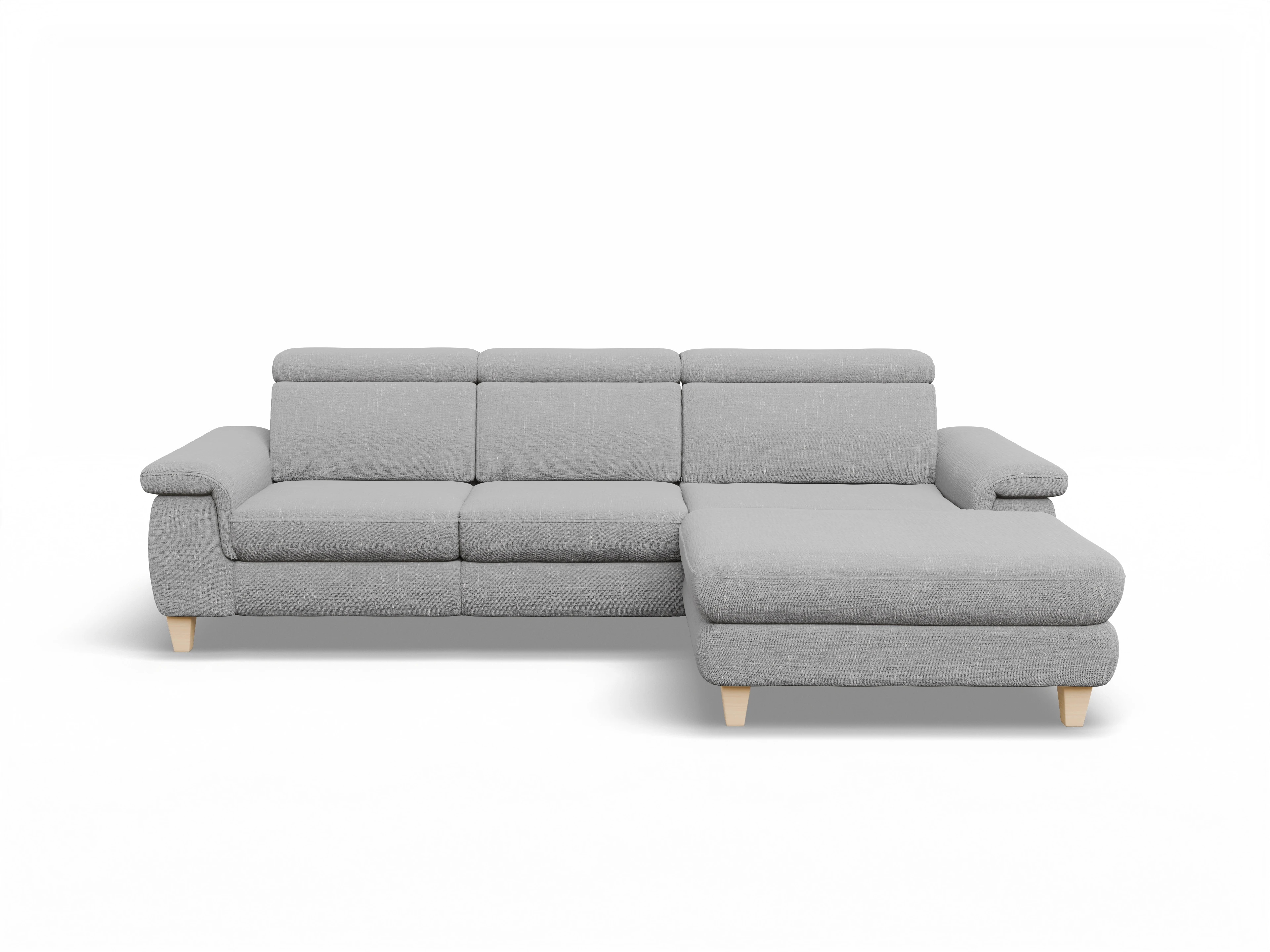 München LOgroß Medium R Ansicht des Produktes München Ecksofa rechts Abschluss offen in Stoff Grau