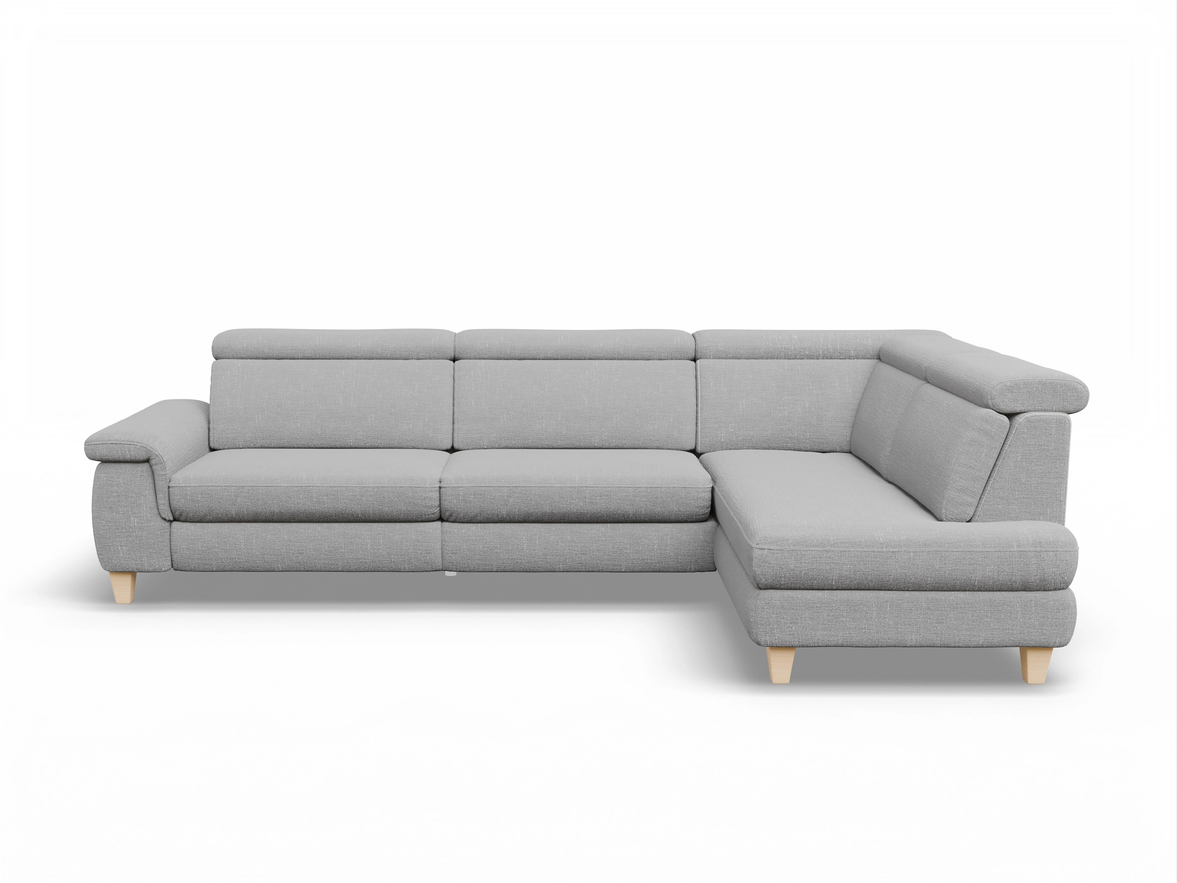 Ansicht des Produktes München Ecksofa rechts Abschluss offen in Stoff Grau