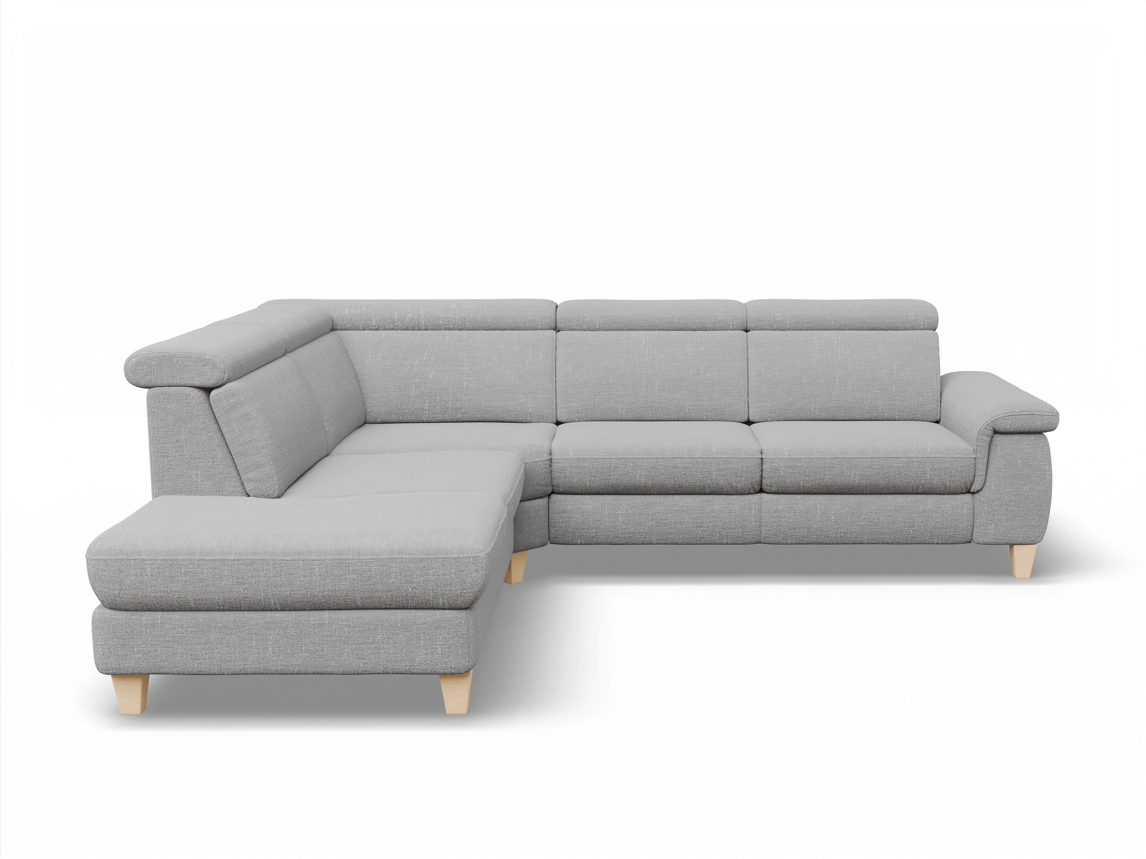 Ansicht des Produktes München Ecksofa links Abschluss offen in Stoff Grau