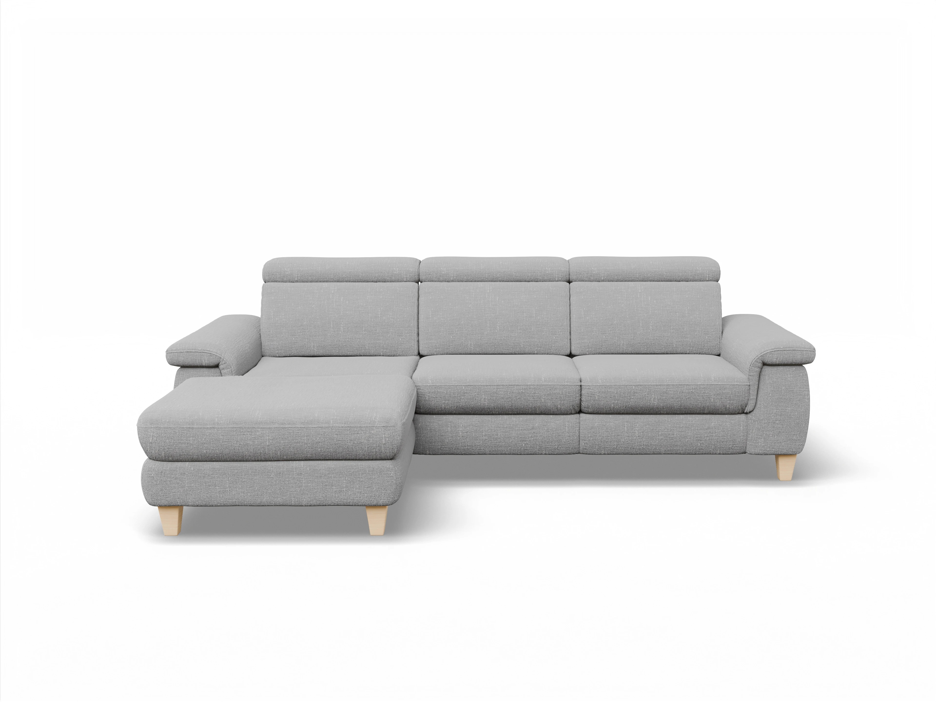 München LO Medium L Ansicht des Produktes München Ecksofa links Abschluss offen in Stoff Grau