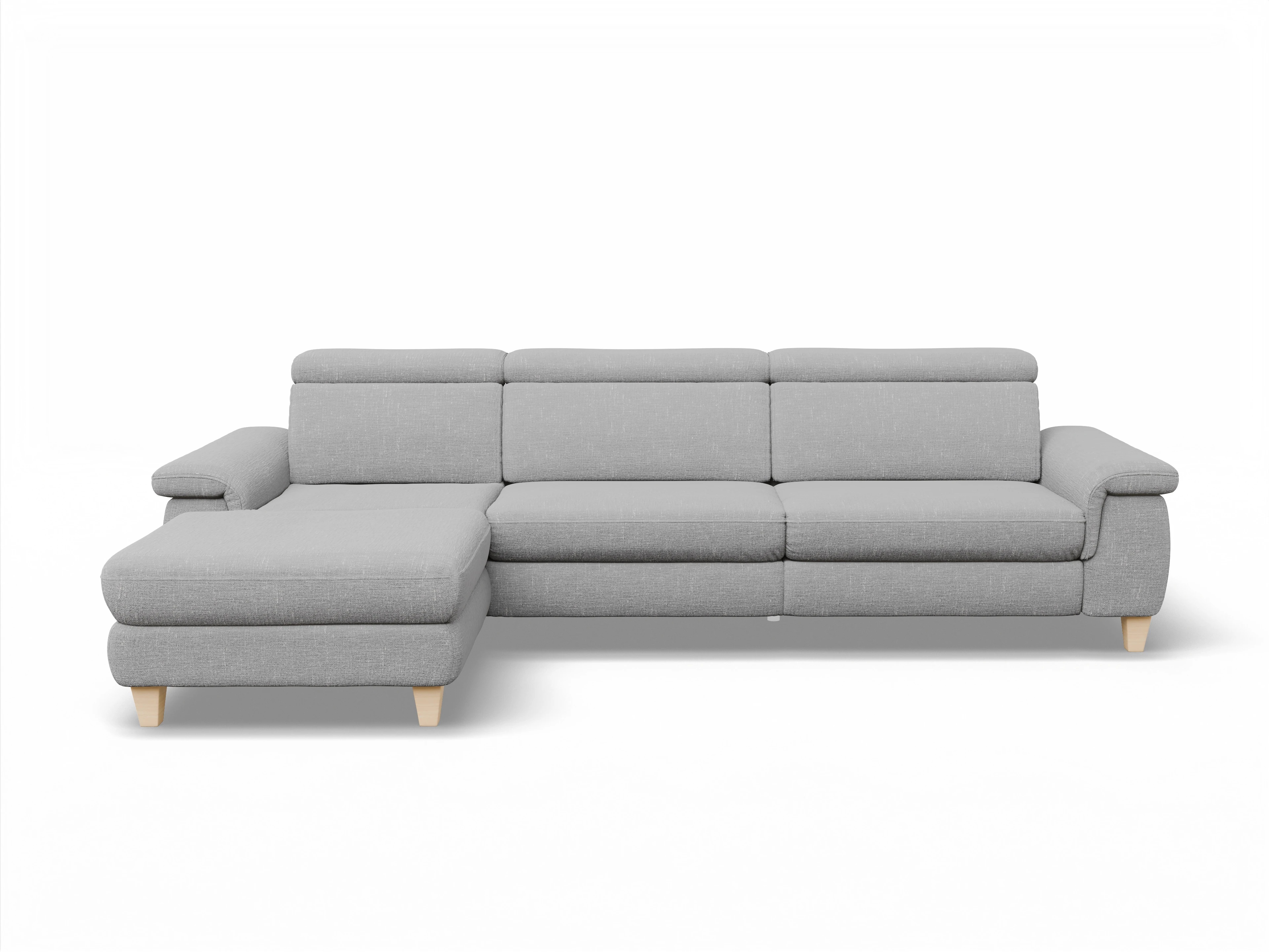 München LO Large L Ansicht des Produktes München Ecksofa links Abschluss offen in Stoff Grau