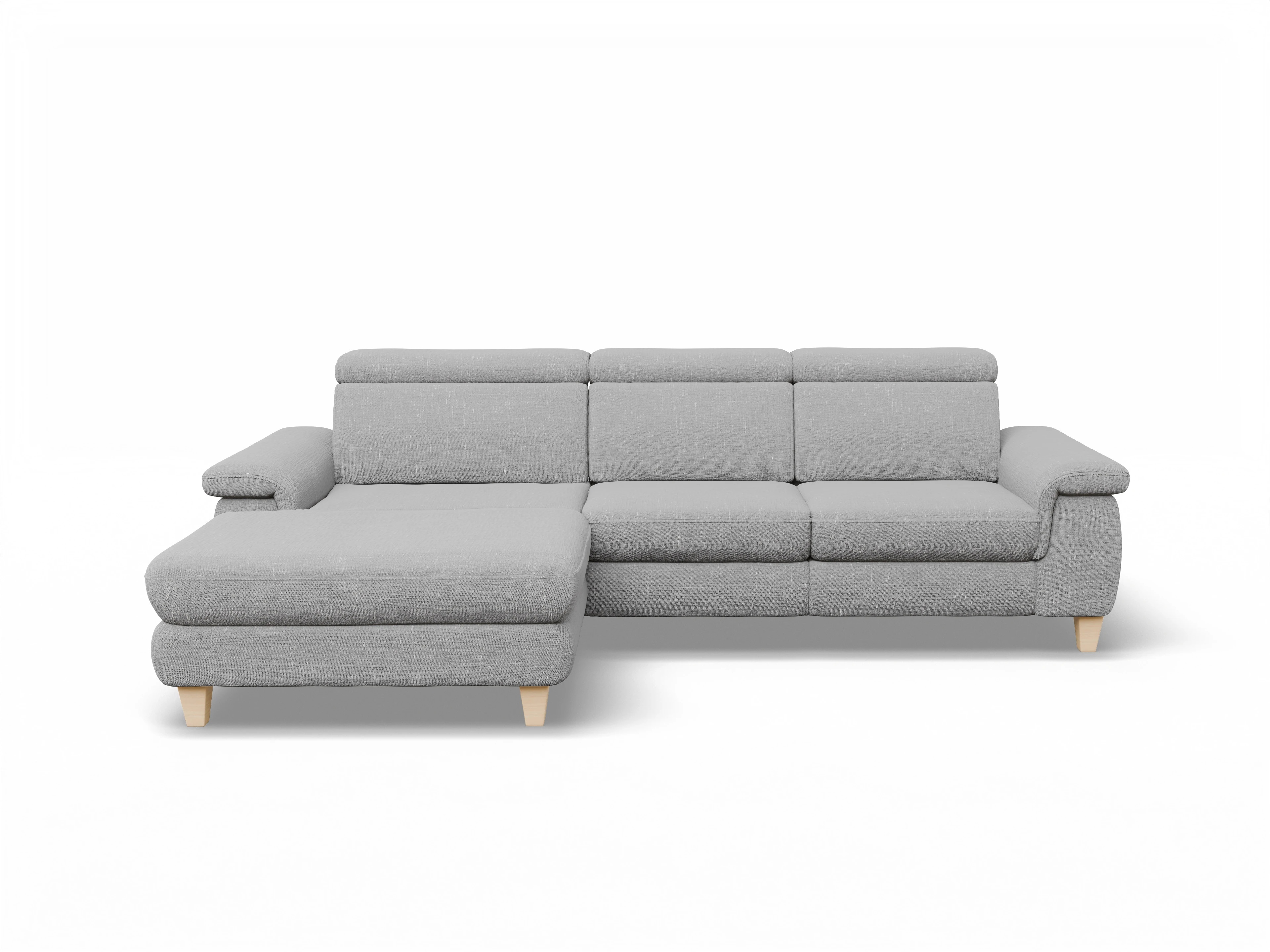 Ansicht des Produktes München Ecksofa links Abschluss offen in Stoff Grau