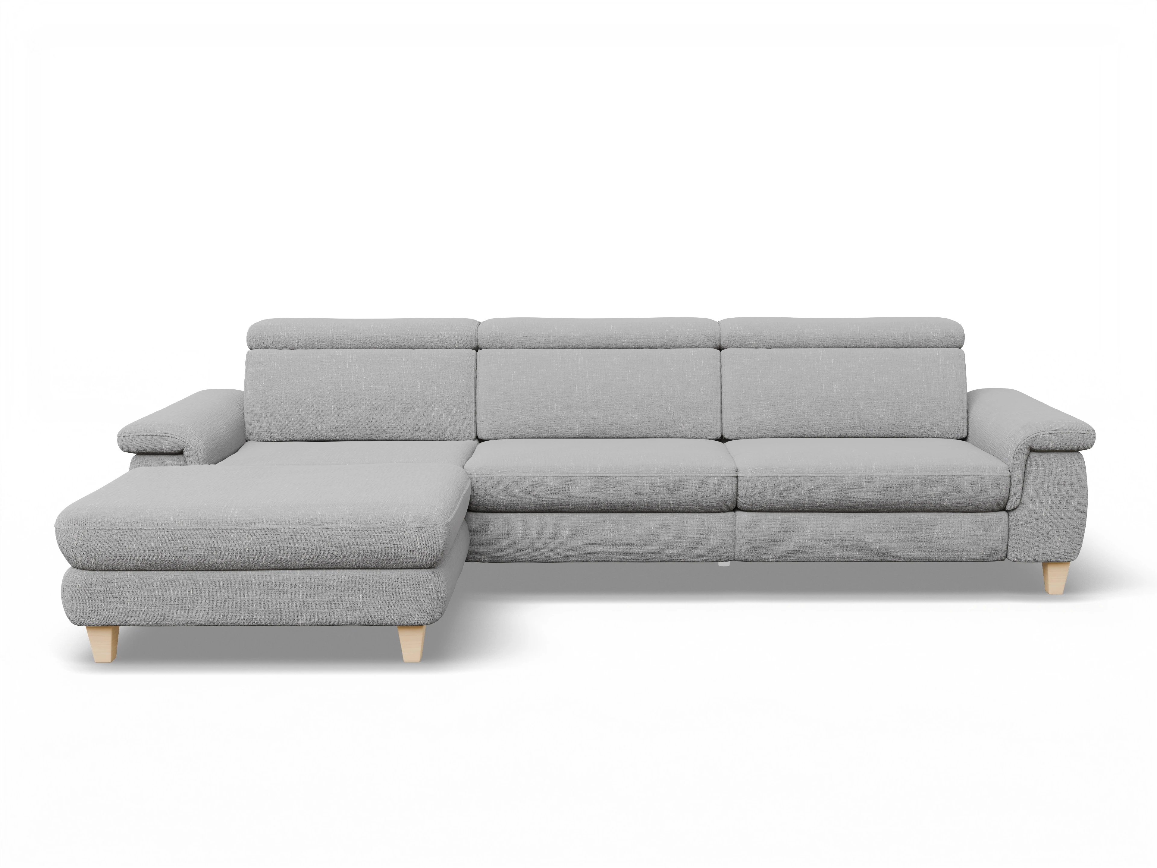 München LOgroß Large L Ansicht des Produktes München Ecksofa links Abschluss offen in Stoff Grau