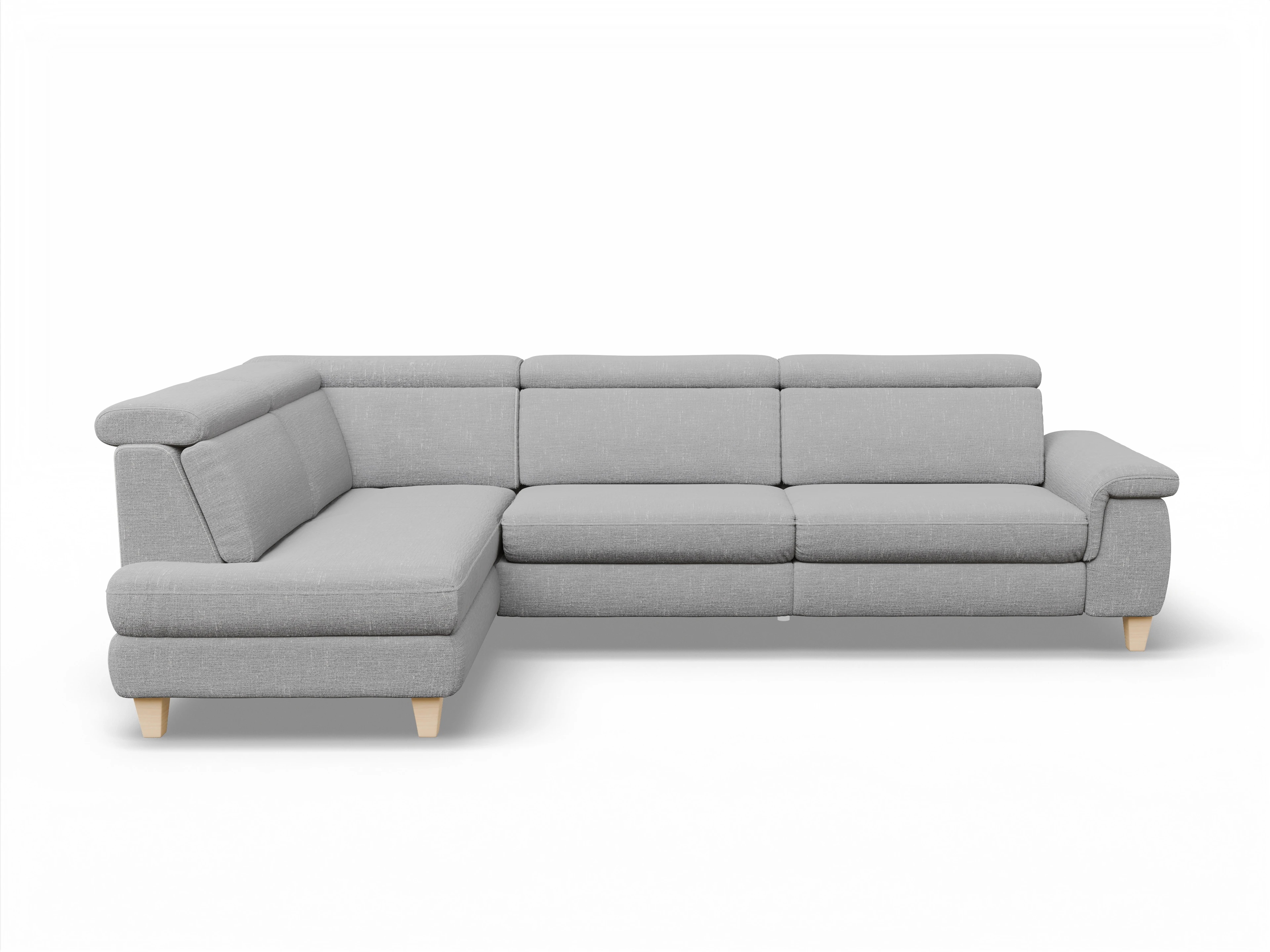 Ansicht des Produktes München Ecksofa links Abschluss offen in Stoff Grau