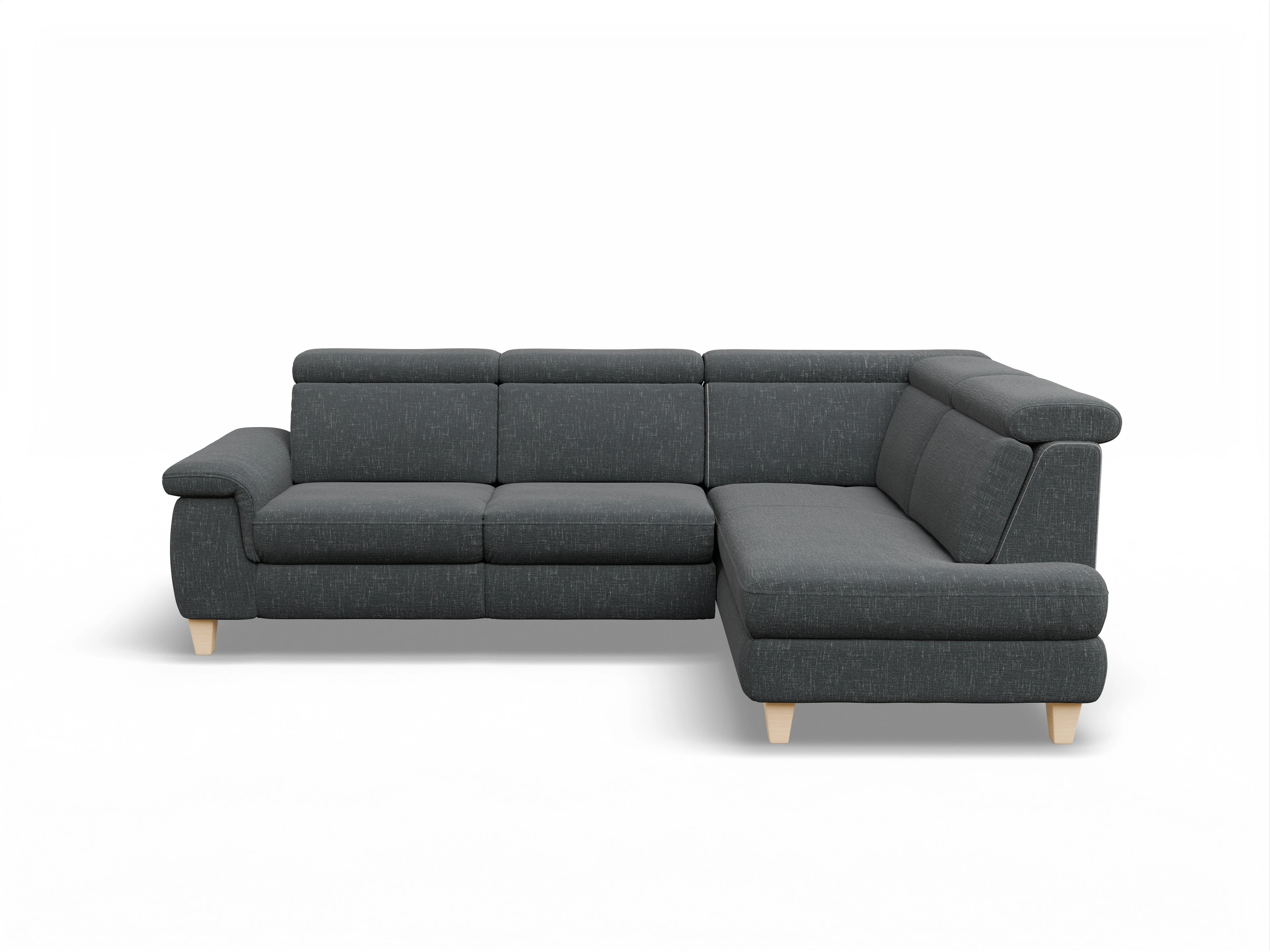 Ansicht des Produktes München Ecksofa rechts Abschluss offen in Stoff Grau