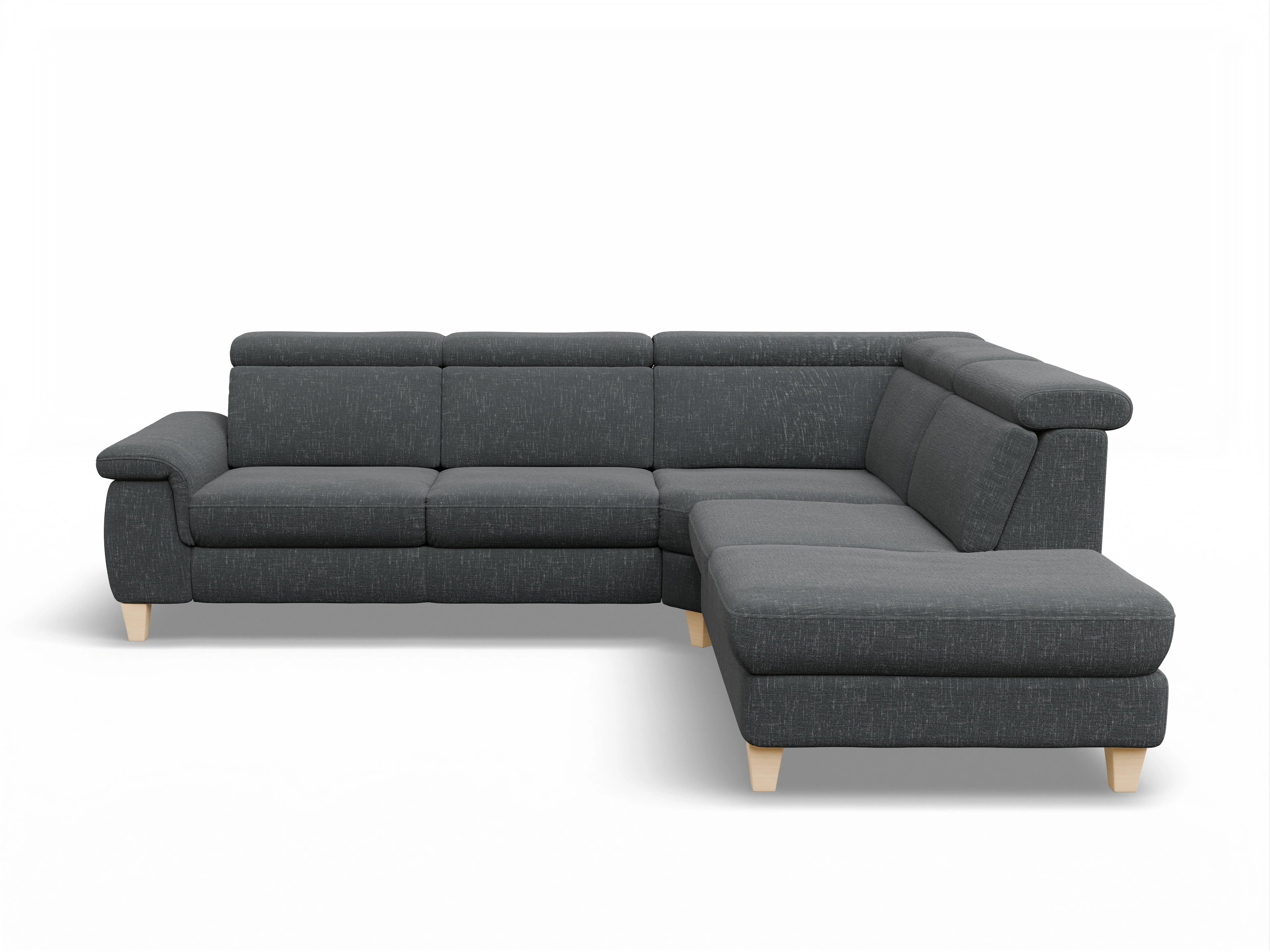 Ansicht des Produktes München Ecksofa rechts Abschluss offen in Stoff Grau