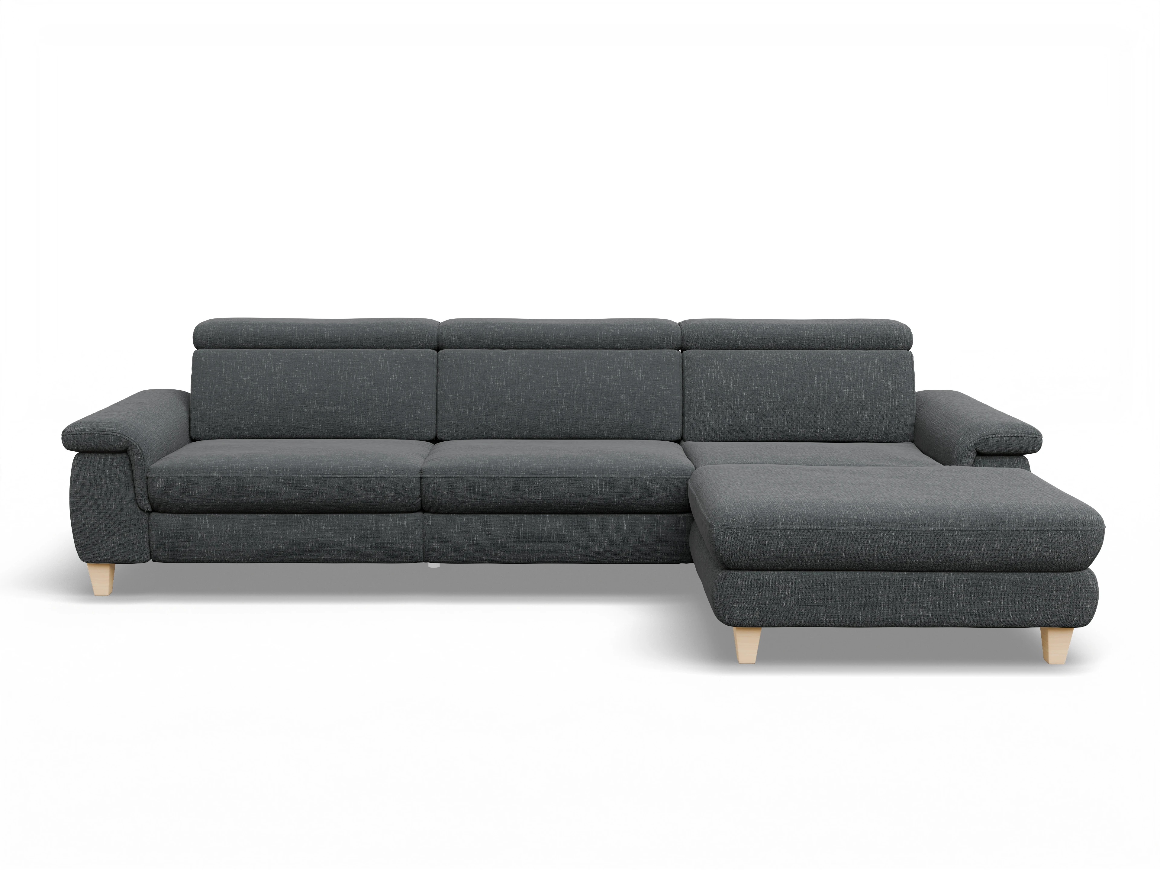 München LOgroß Large R Ansicht des Produktes München Ecksofa rechts Abschluss offen in Stoff Grau