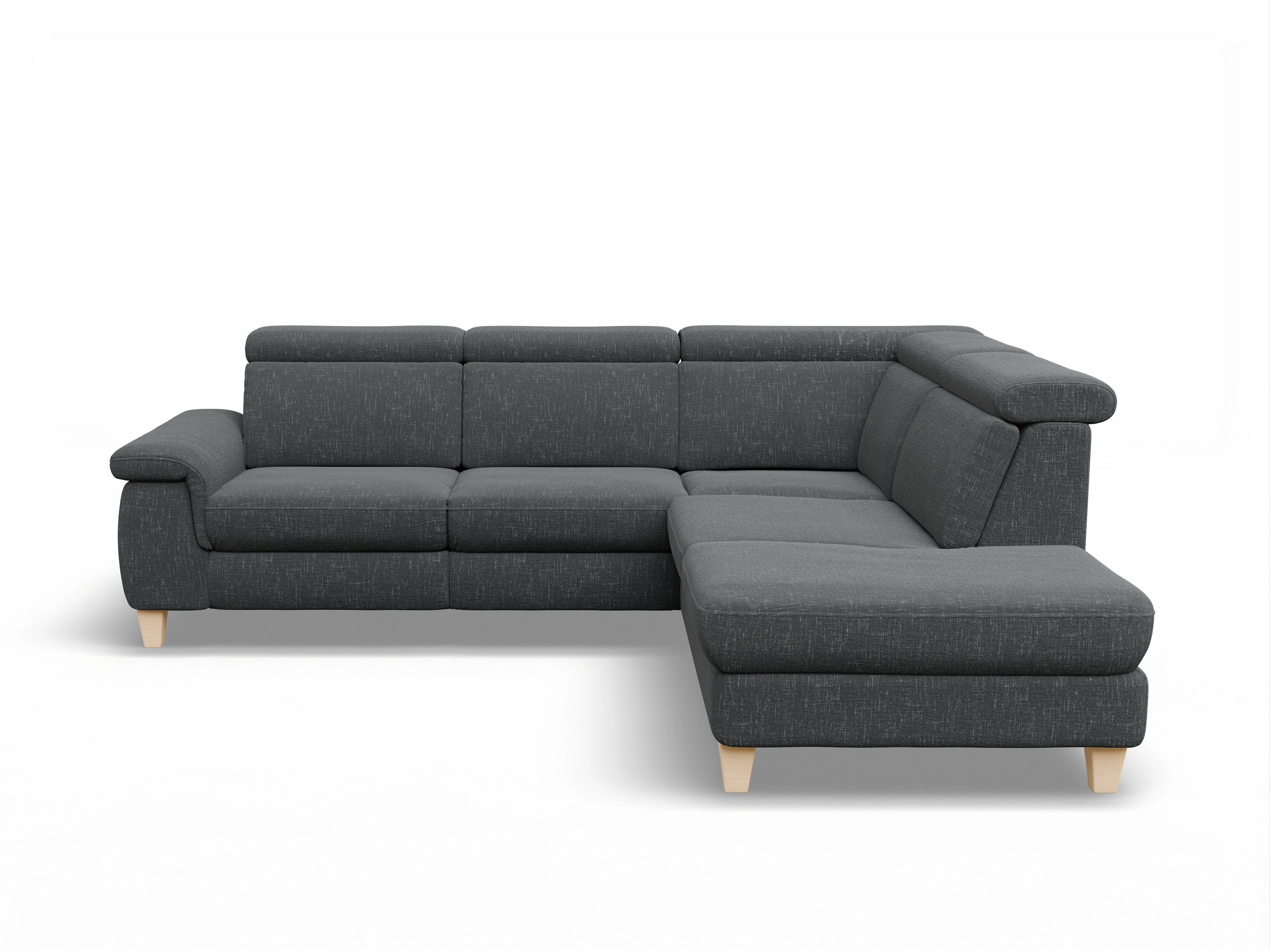 Ansicht des Produktes München Ecksofa rechts Abschluss offen in Stoff Grau