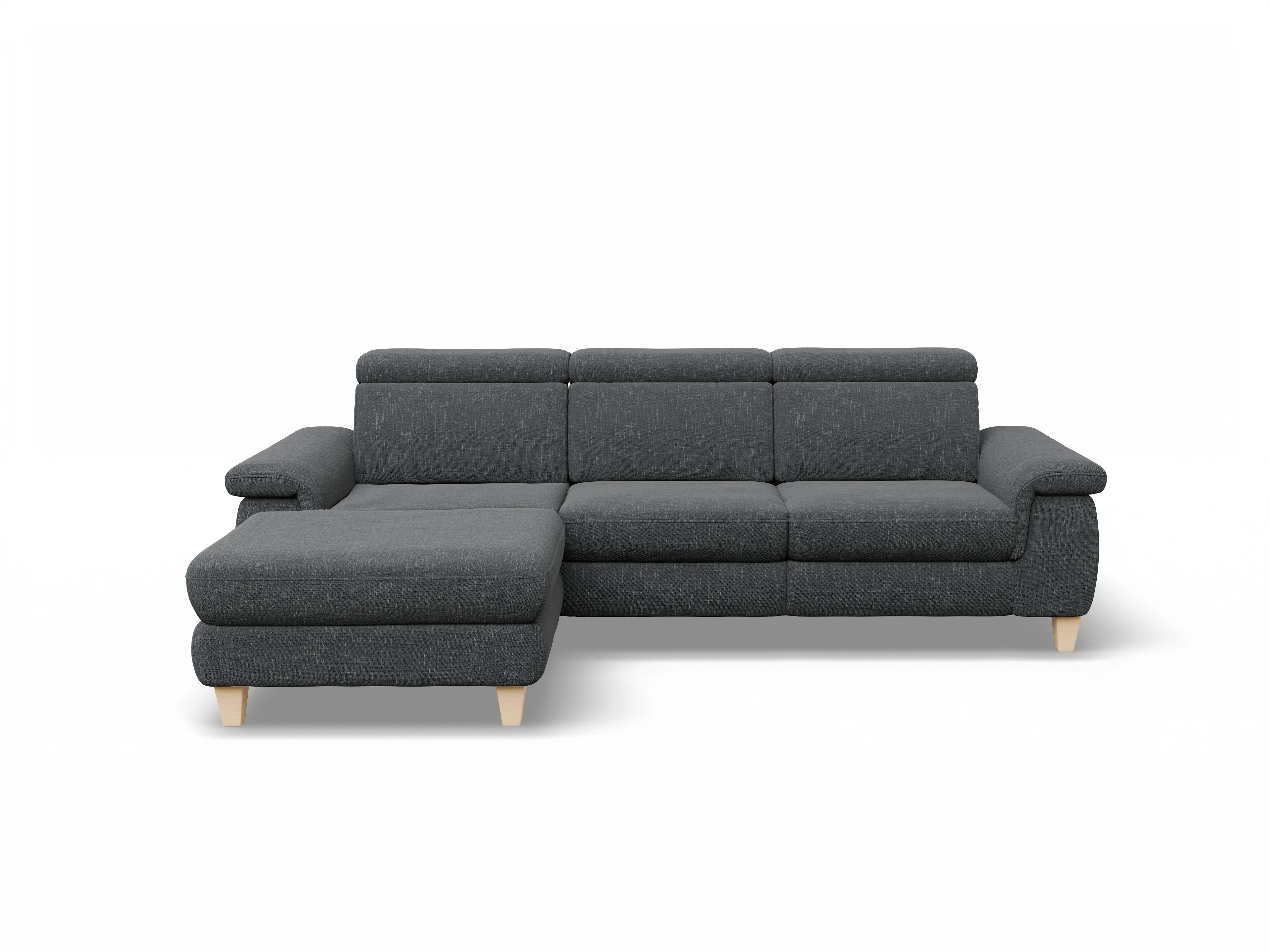 Ansicht des Produktes München Ecksofa links Abschluss offen in Stoff Grau