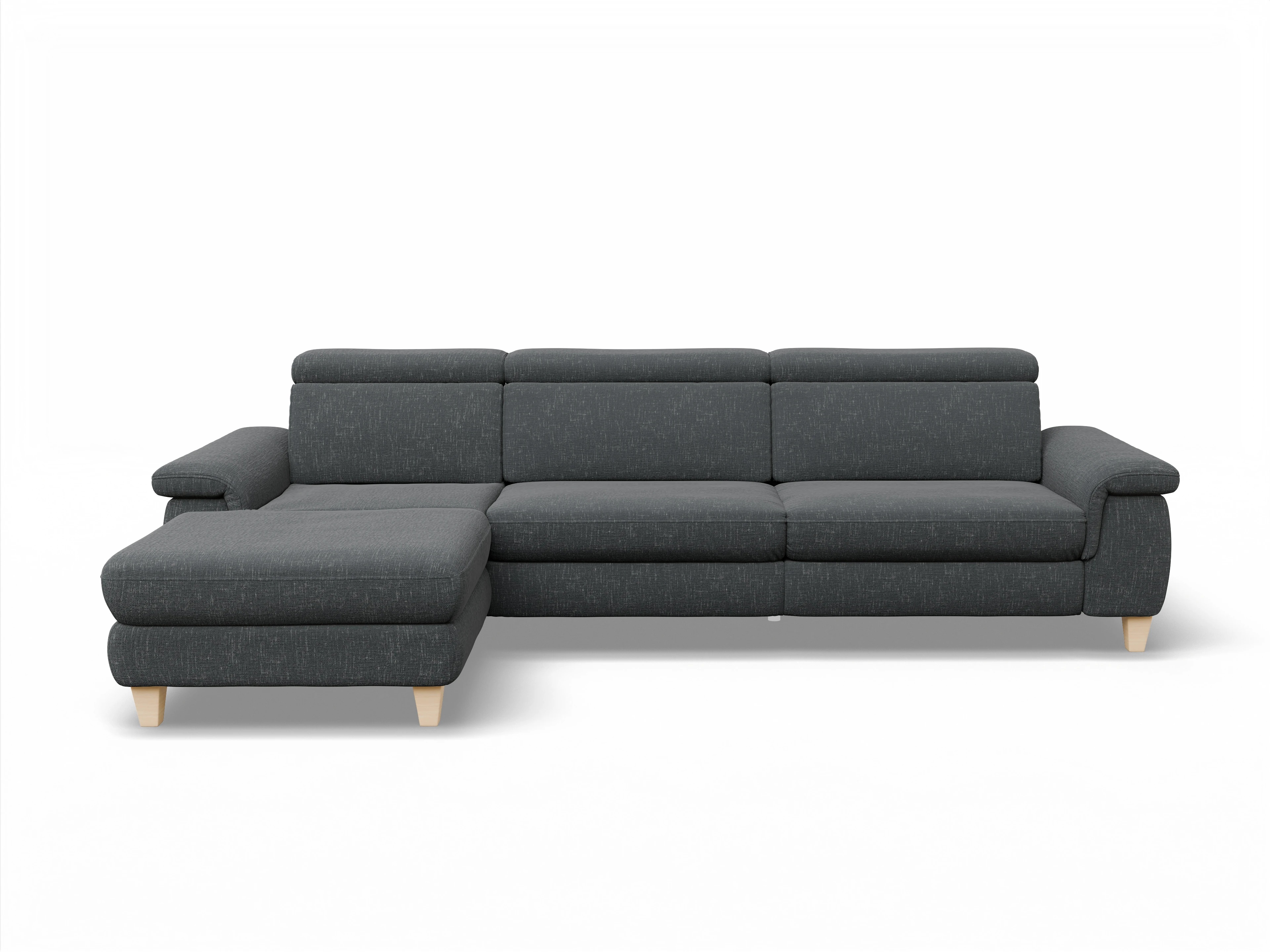 Ansicht des Produktes München Ecksofa links Abschluss offen in Stoff Grau