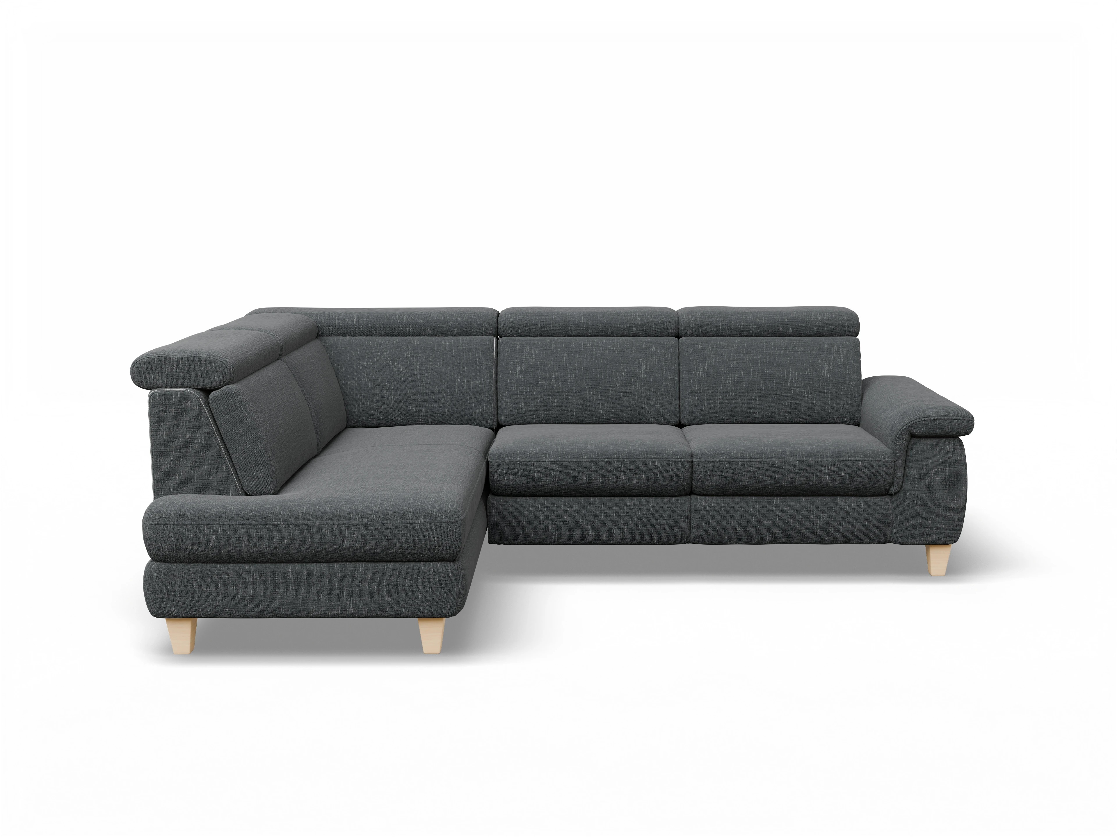 Ansicht des Produktes München Ecksofa links Abschluss offen in Stoff Grau
