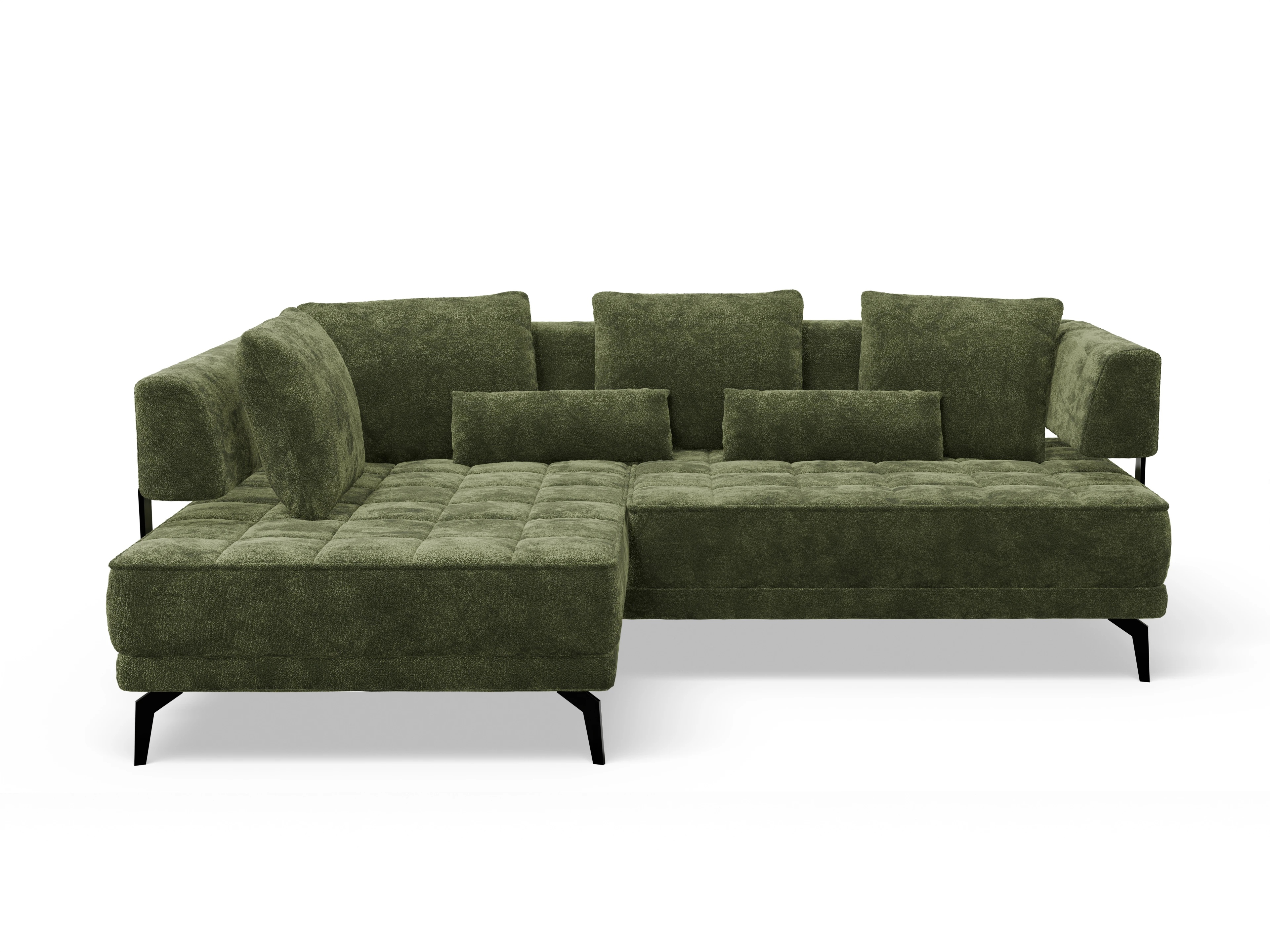 Genua Um Small L Ansicht des Produktes Genua Ecksofa links Abschluss offen in Stoff Grün