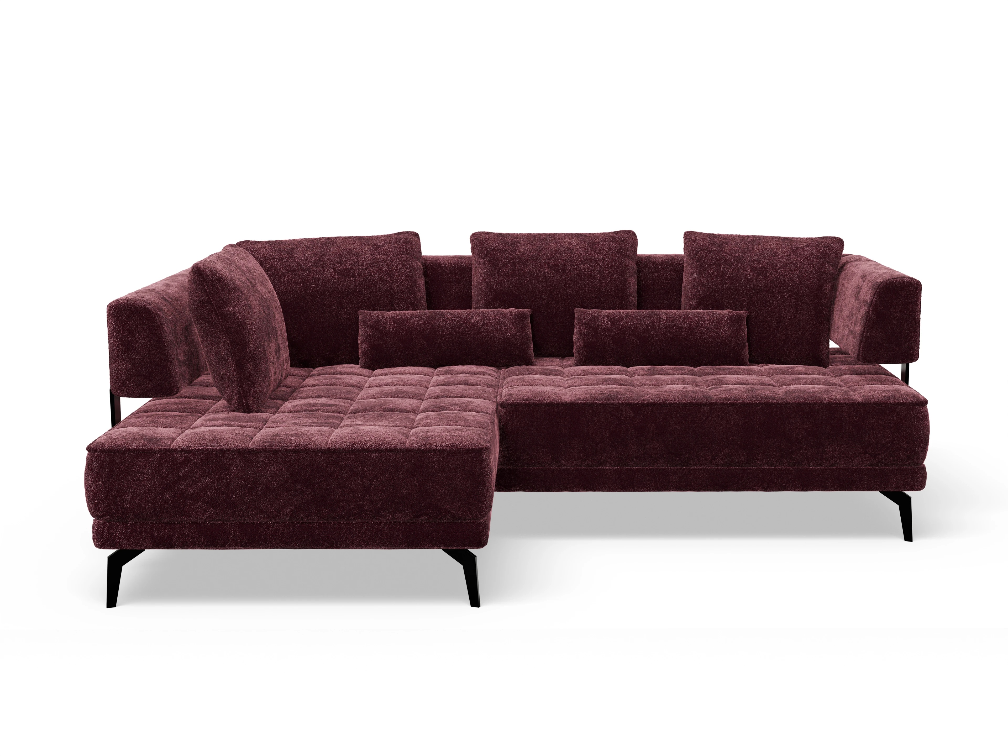 Ansicht des Produktes Genua Ecksofa links Abschluss offen in Stoff Rot