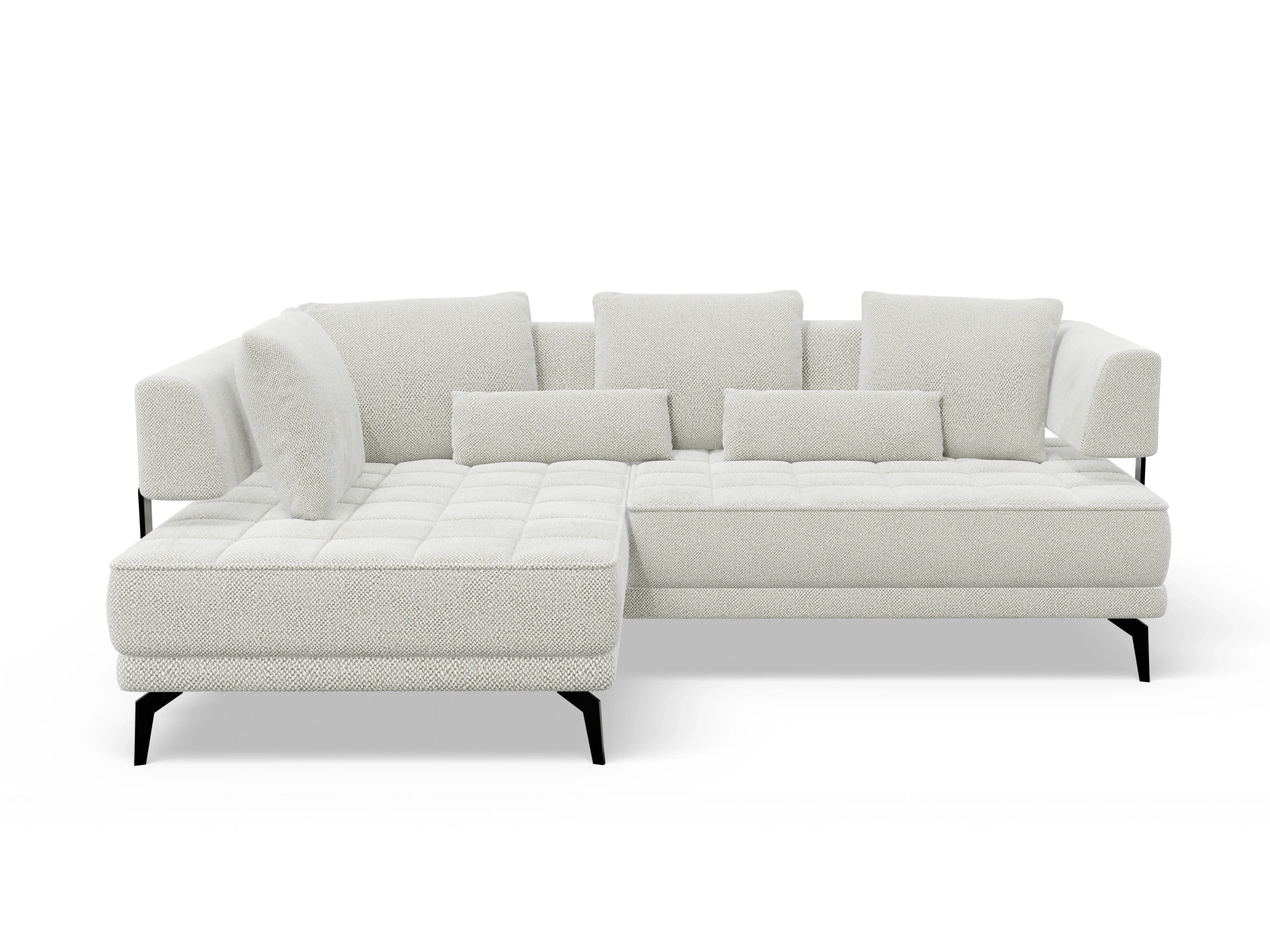 Ansicht des Produktes Genua Ecksofa links Abschluss offen in Stoff Beige