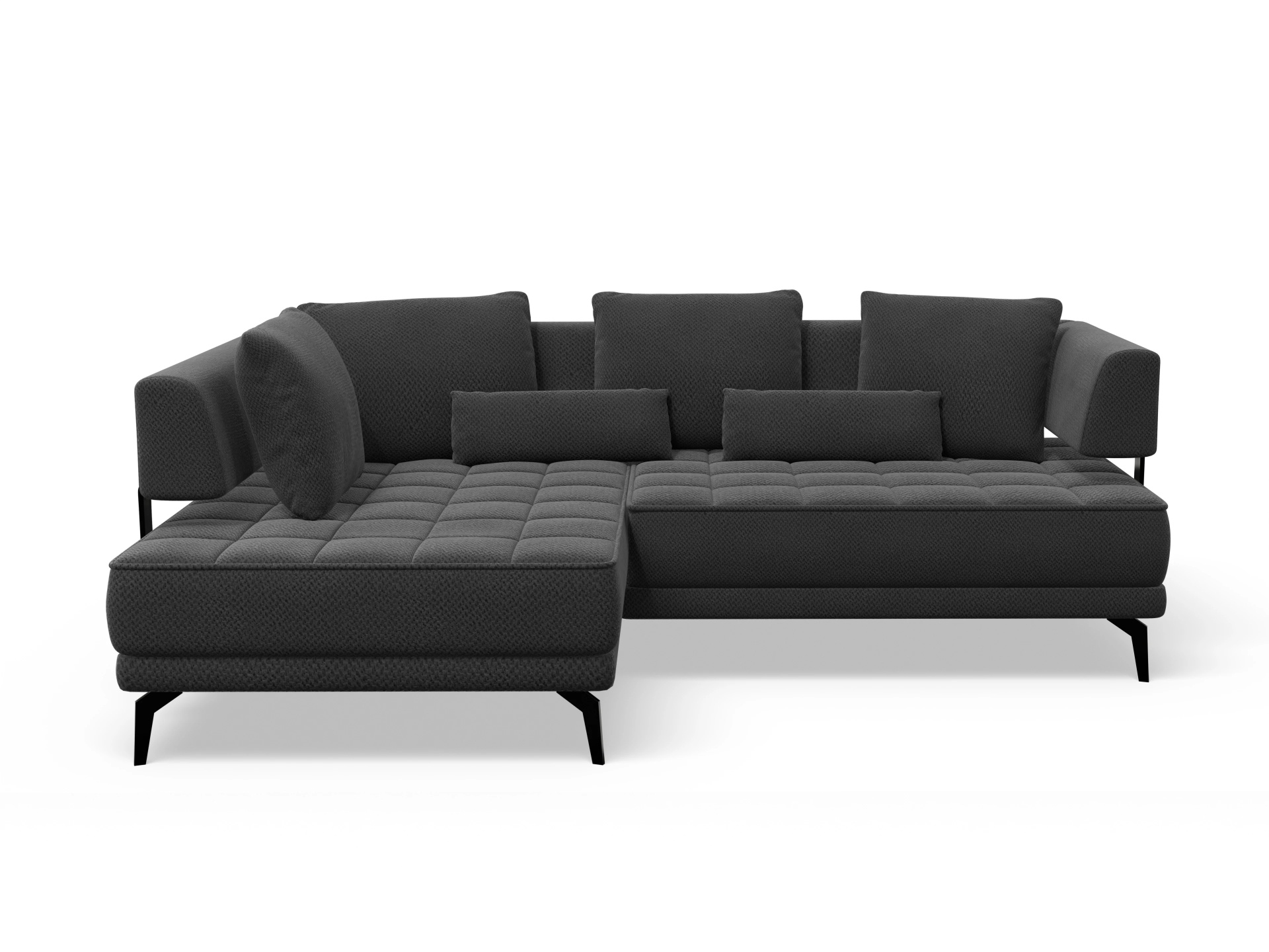 Ansicht des Produktes Genua Ecksofa links Abschluss offen in Stoff Schwarz