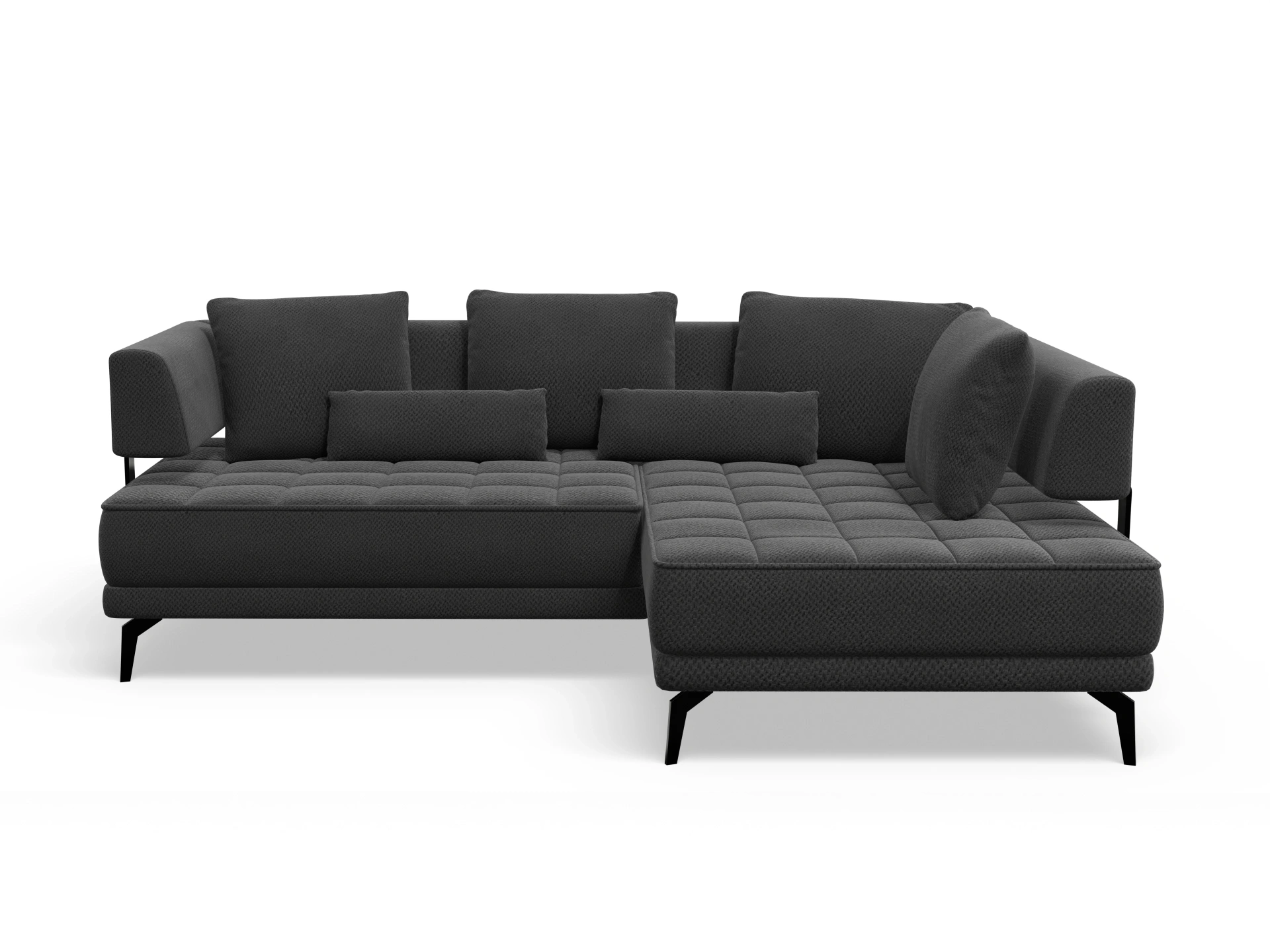Ansicht des Produktes Genua Ecksofa rechts Abschluss offen in Stoff Schwarz