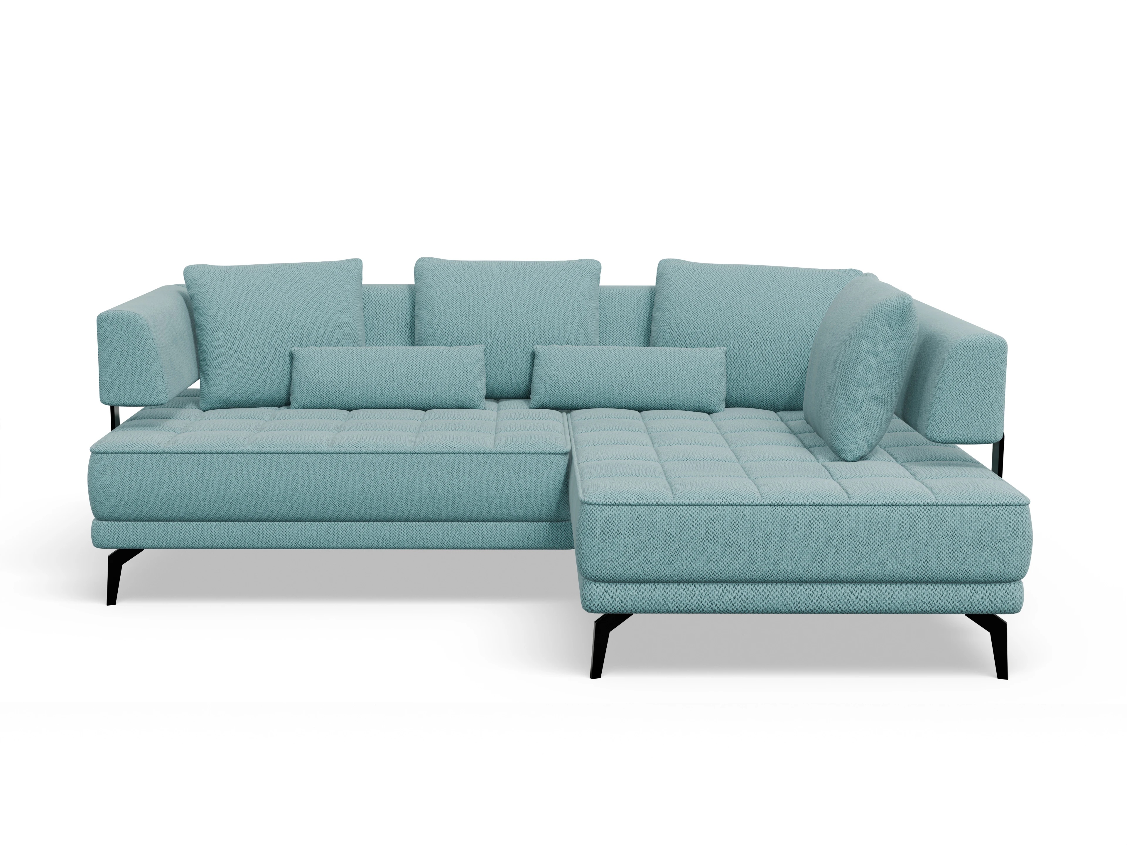 Ansicht des Produktes Genua Ecksofa rechts Abschluss offen in Stoff Blau