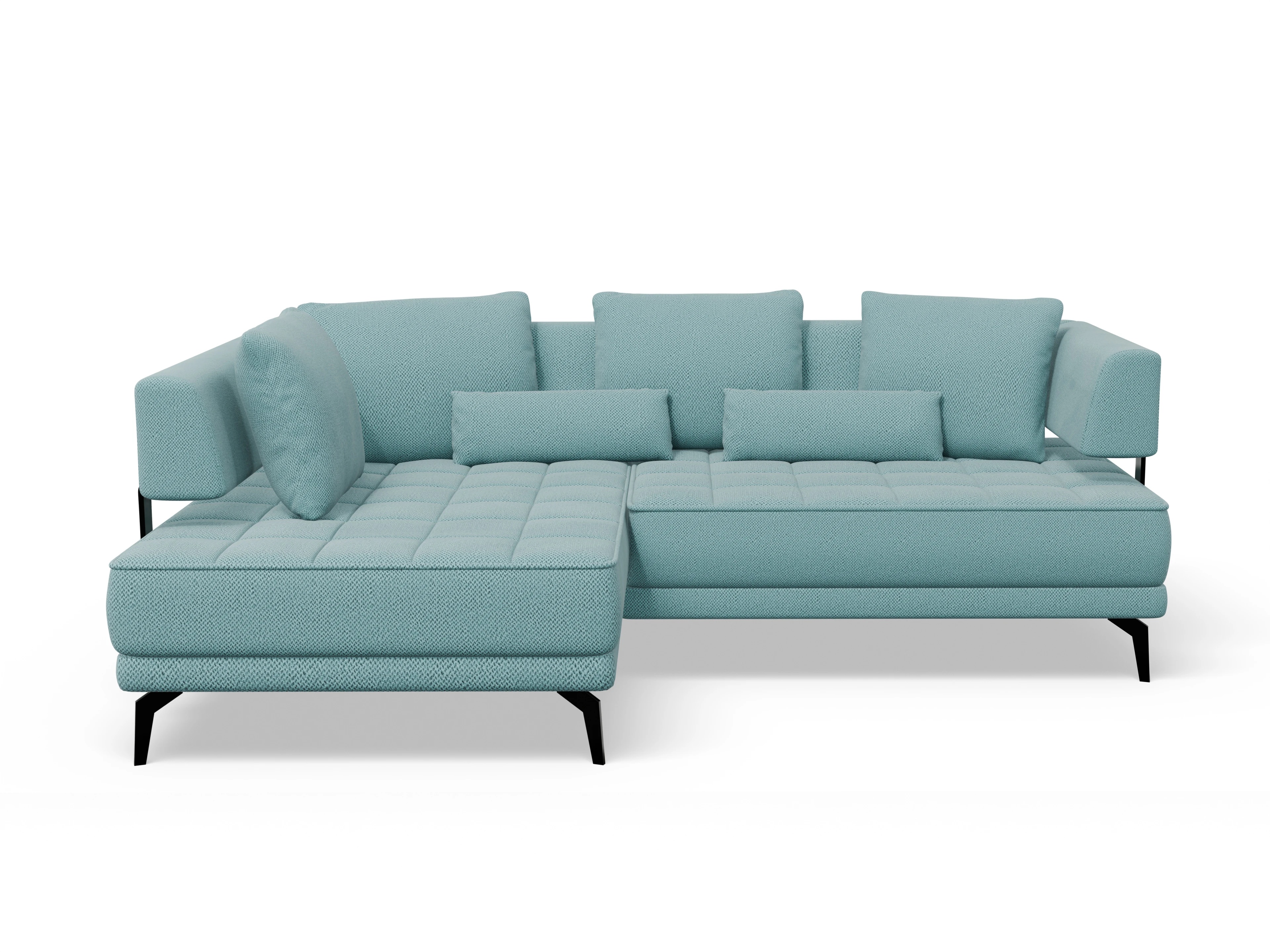 Genua Um Small L ohne Funktion Ansicht des Produktes Genua Ecksofa links Abschluss offen in Stoff Blau