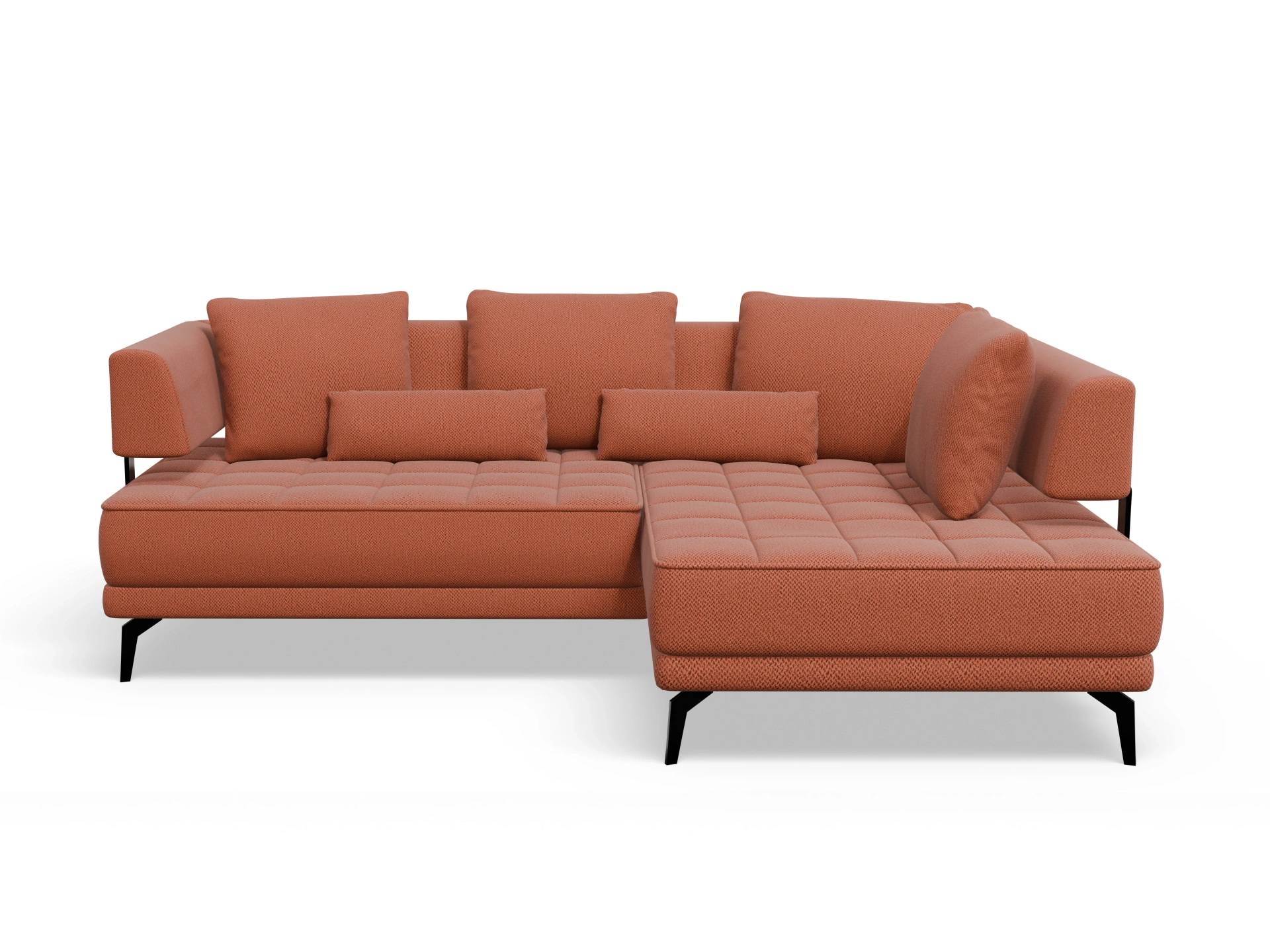 Ansicht des Produktes Genua Ecksofa rechts Abschluss offen in Stoff Orange