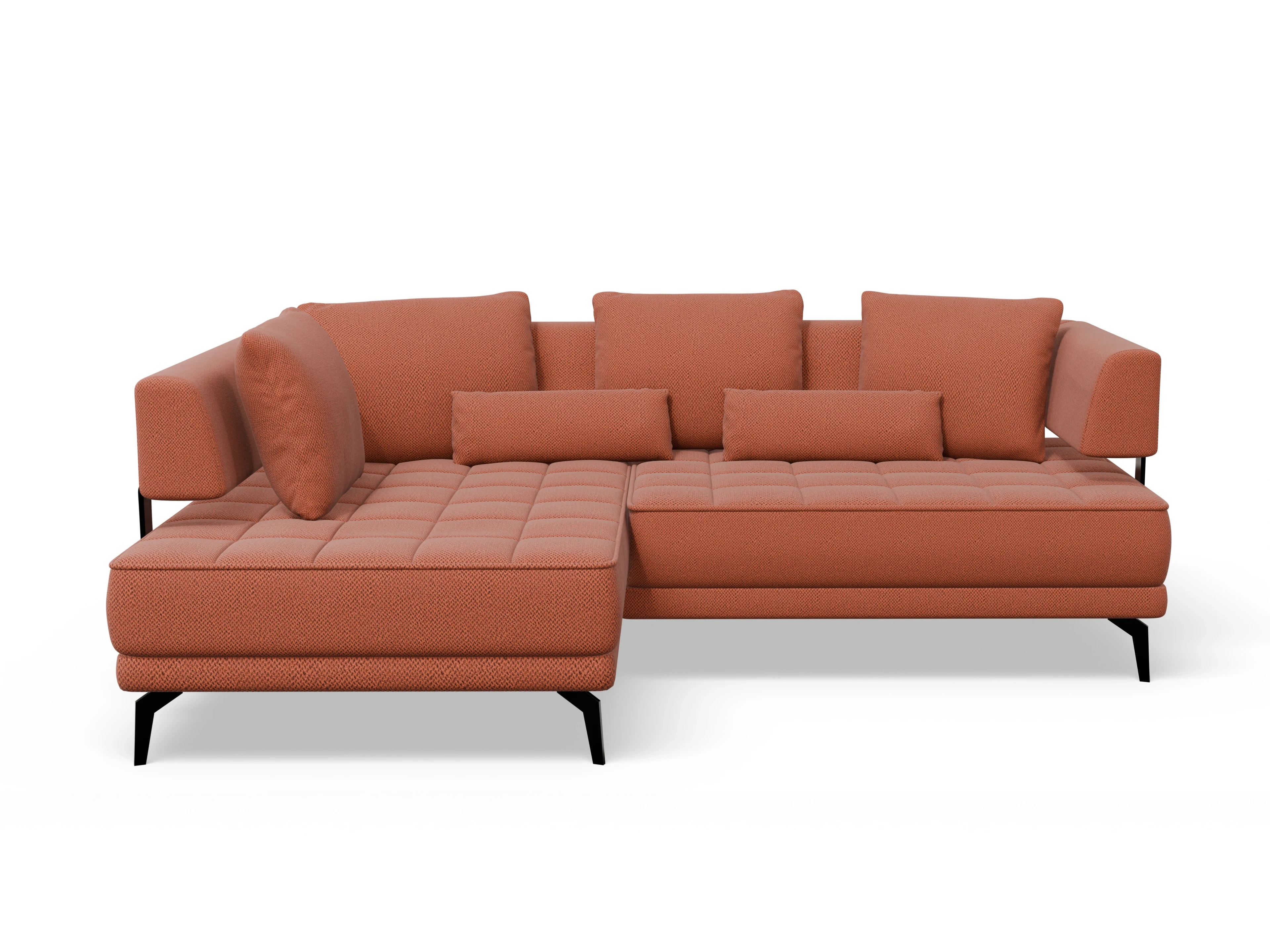 Genua Um Small L ohne Funktion Ansicht des Produktes Genua Ecksofa links Abschluss offen in Stoff Orange