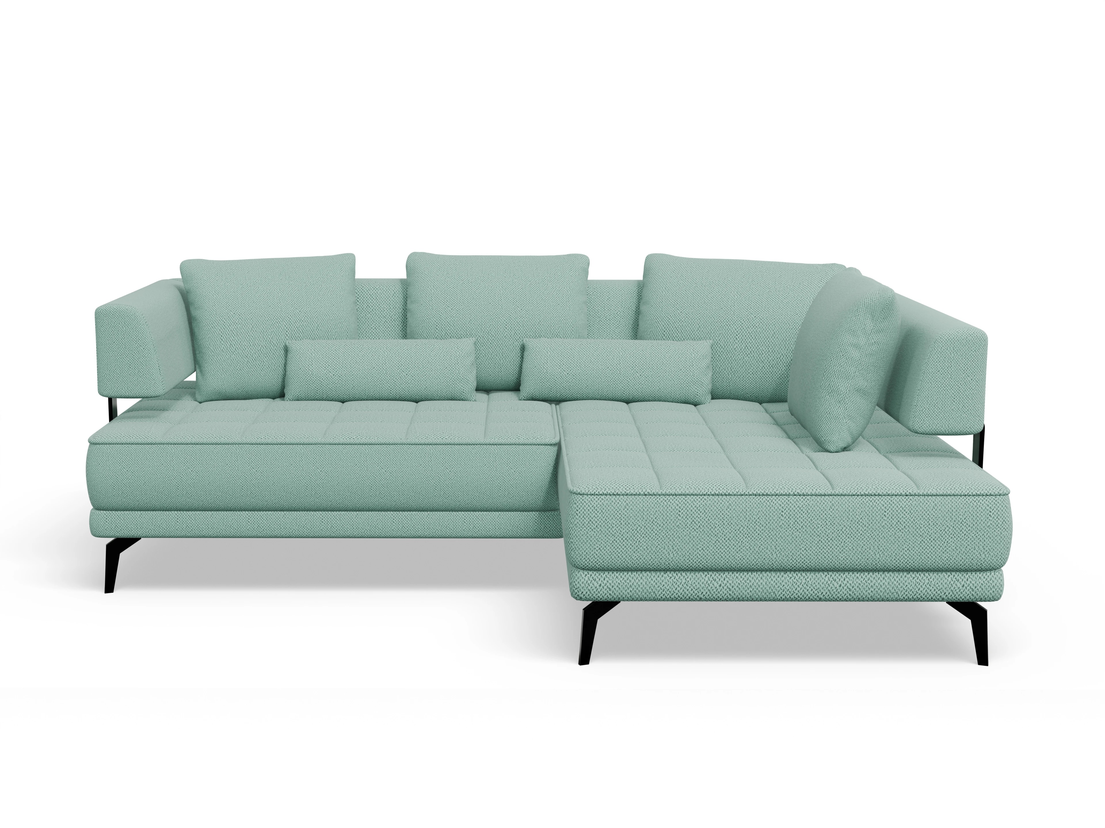 Ansicht des Produktes Genua Ecksofa rechts Abschluss offen in Stoff Blau