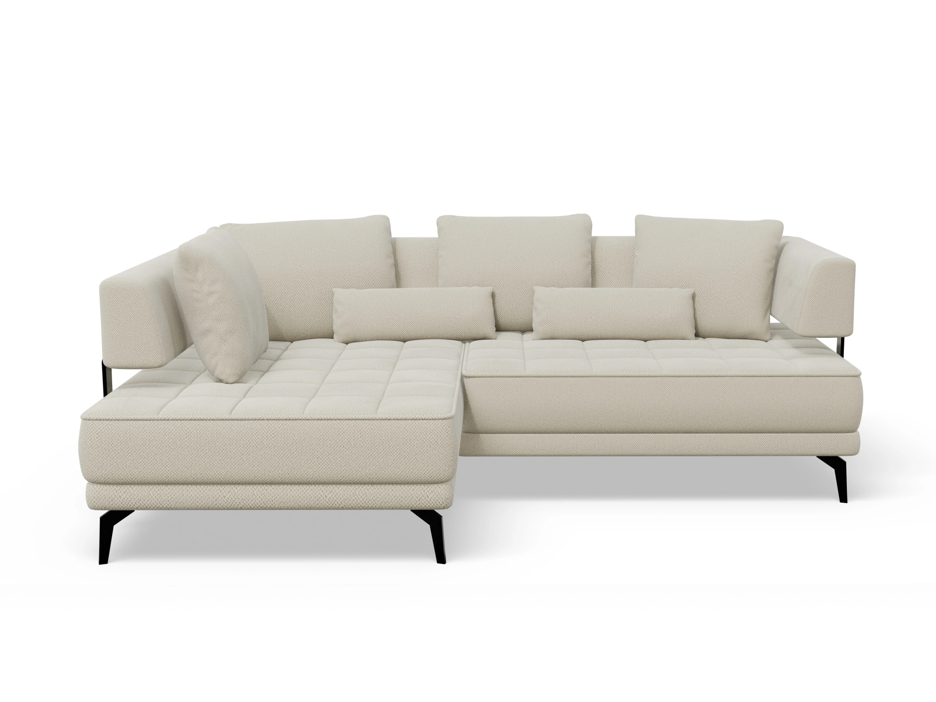 Ansicht des Produktes Genua Ecksofa links Abschluss offen in Stoff Braun