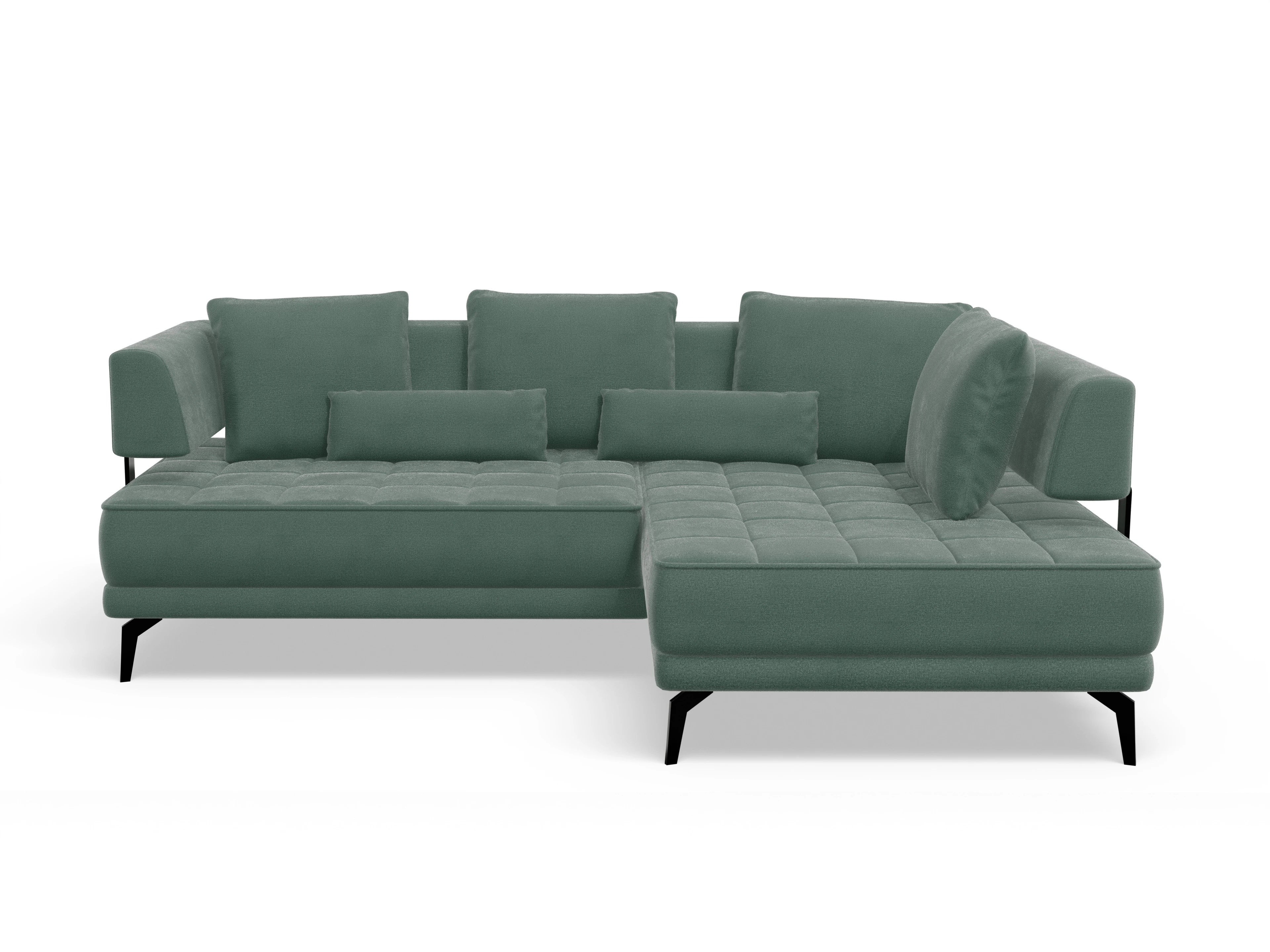 Ansicht des Produktes Genua Ecksofa rechts Abschluss offen in Stoff Grün