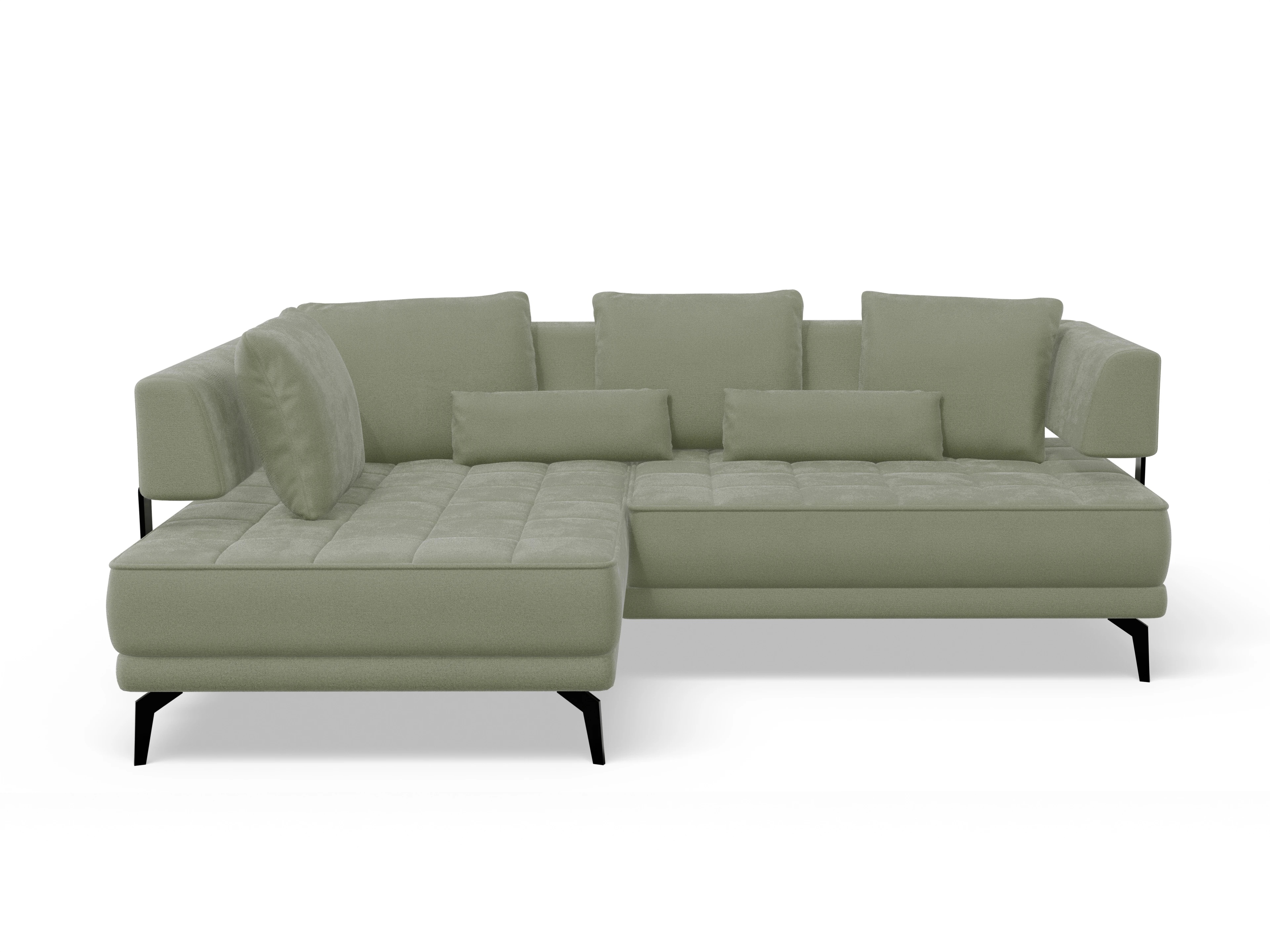 Ansicht des Produktes Genua Ecksofa links Abschluss offen in Stoff Grün