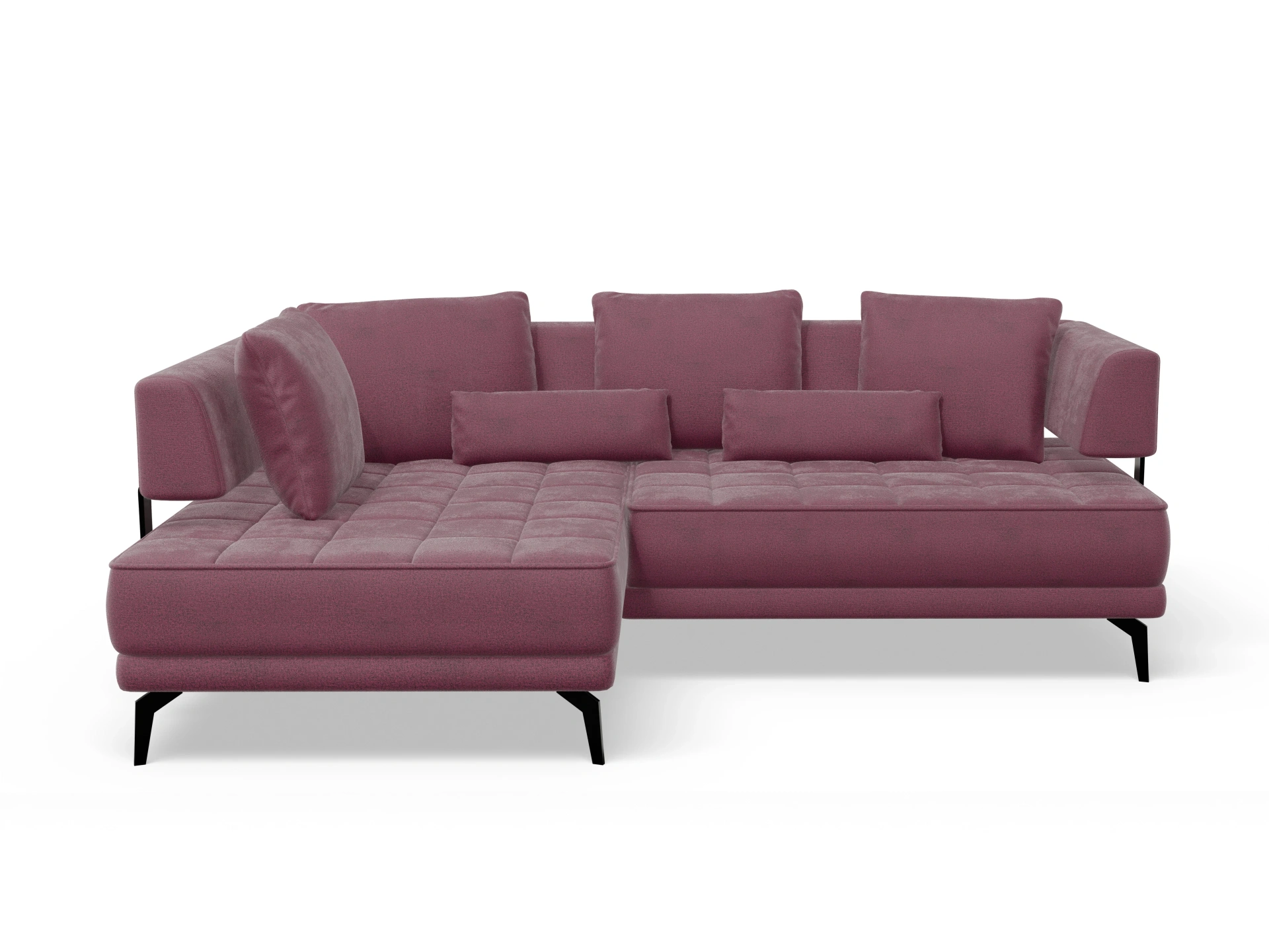 Ansicht des Produktes Genua Ecksofa links Abschluss offen in Stoff Rot