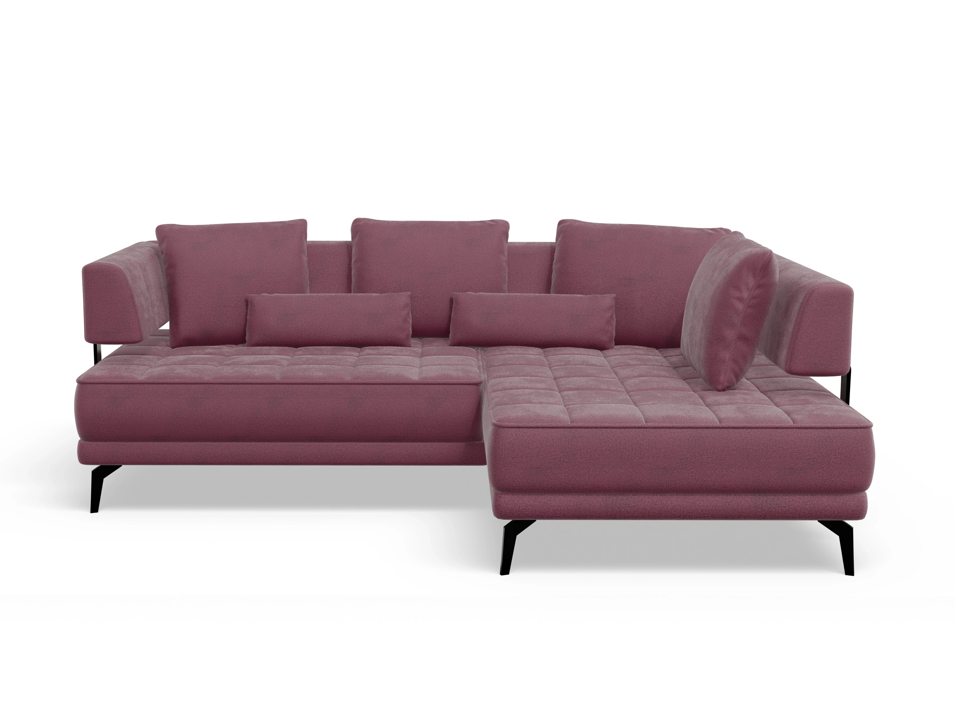 Ansicht des Produktes Genua Ecksofa links Abschluss offen in Stoff Rot