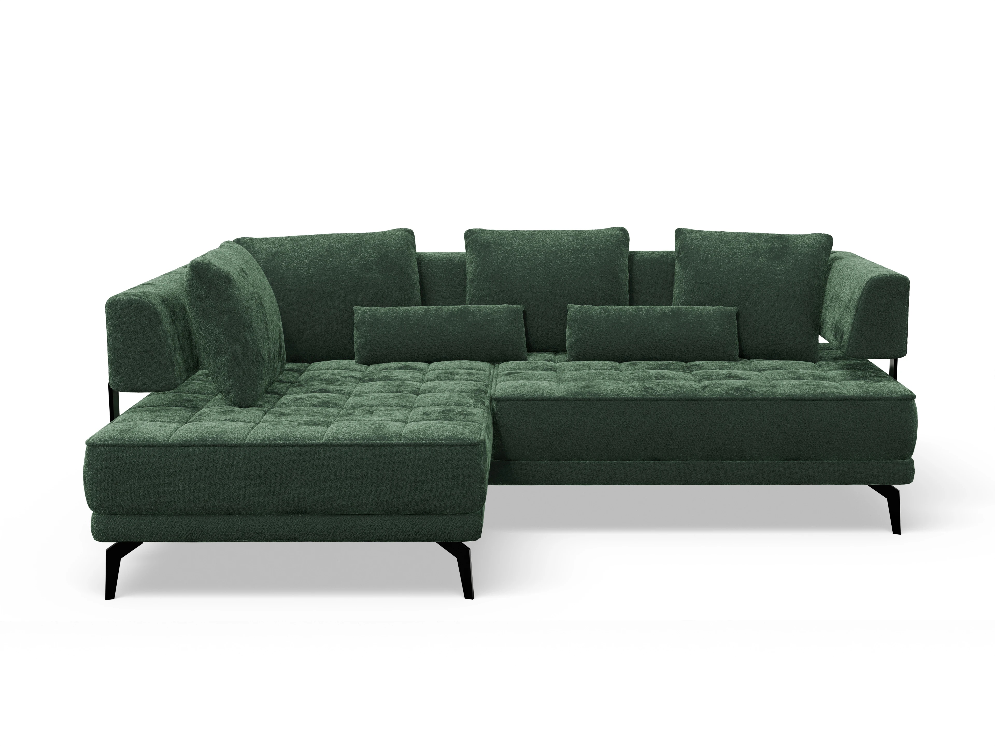 Ansicht des Produktes Genua Ecksofa links Abschluss offen in Stoff Grün