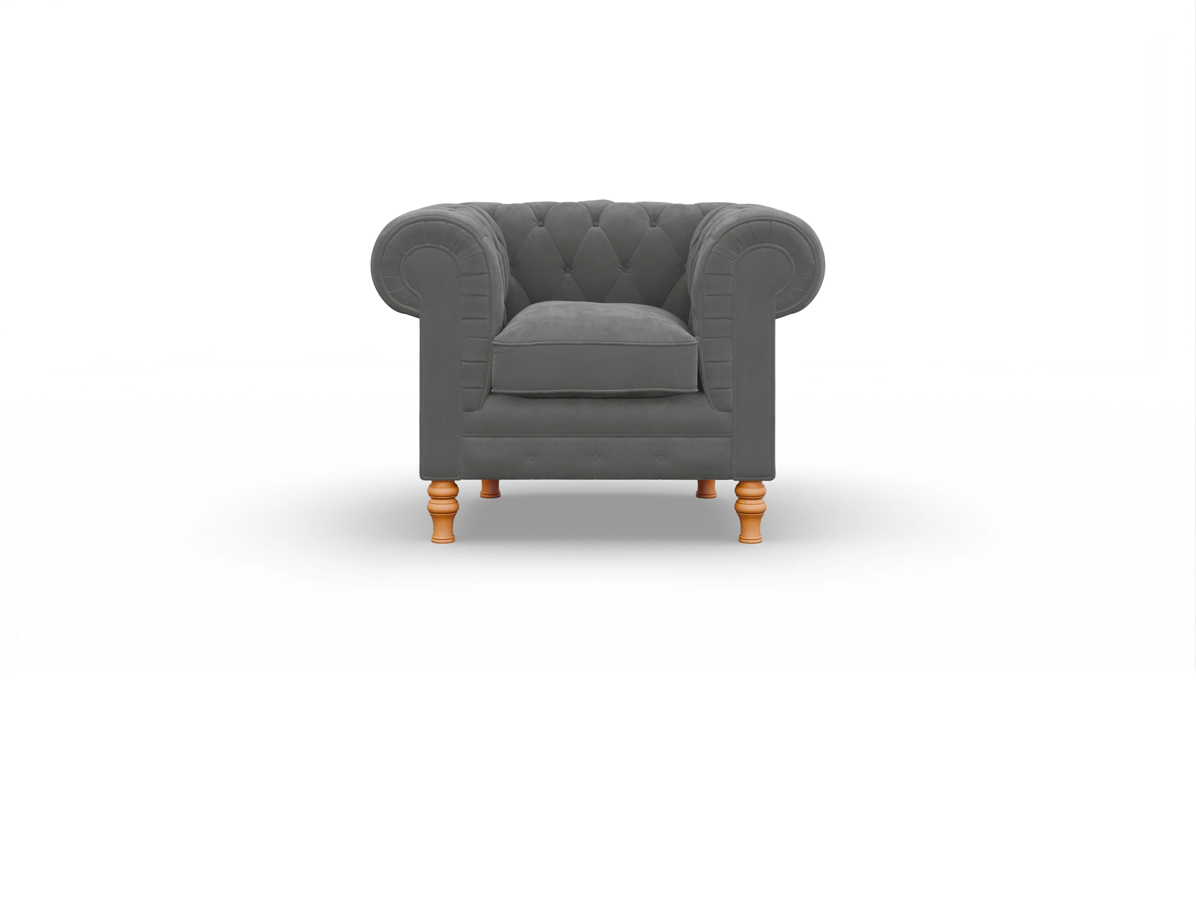 Ansicht des Produktes Countess Chesterfield Sessel in Stoff Grau