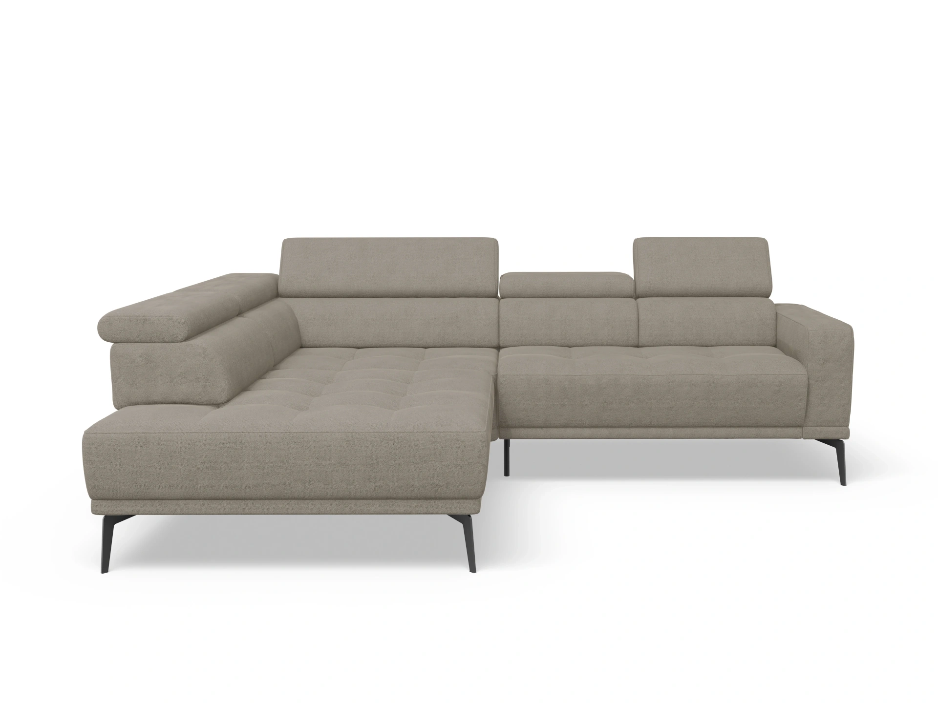 Ansicht des Produktes Marco Ecksofa links Abschluss offen in Stoff Braun