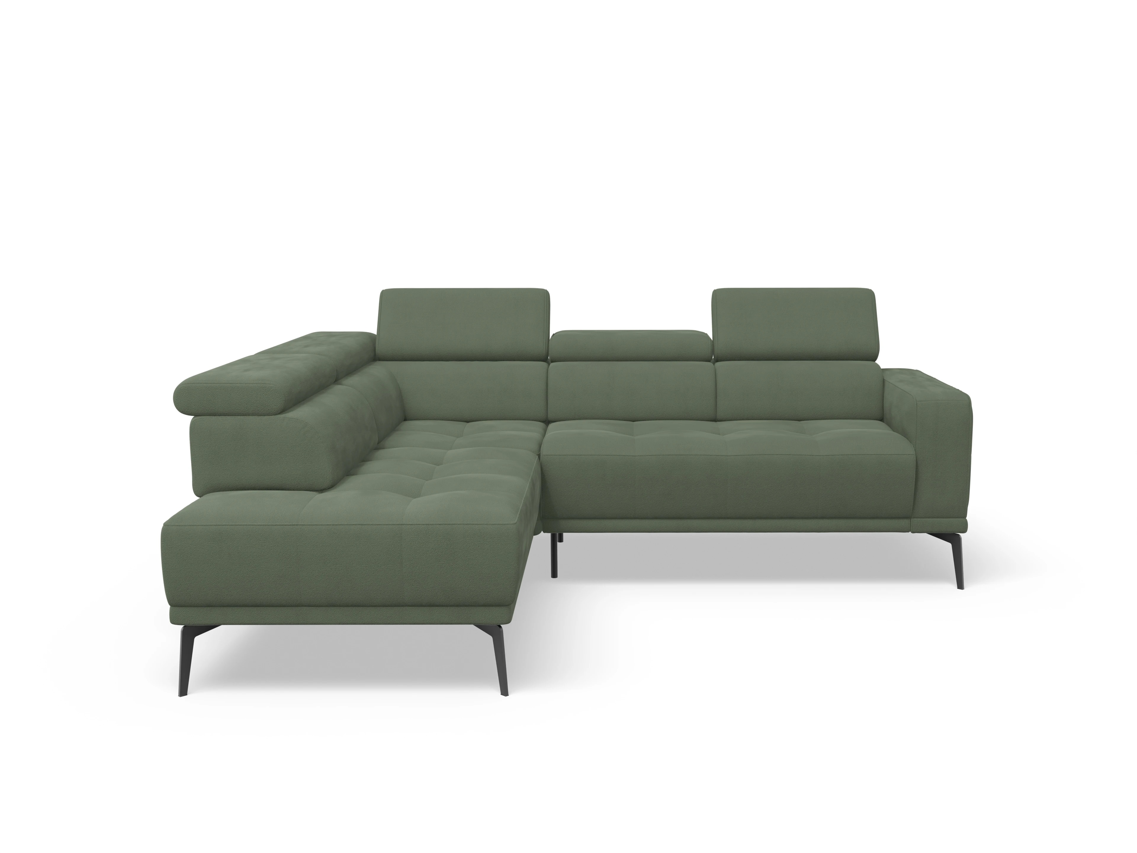 Ansicht des Produktes Marco Ecksofa links Abschluss offen in Stoff Grün