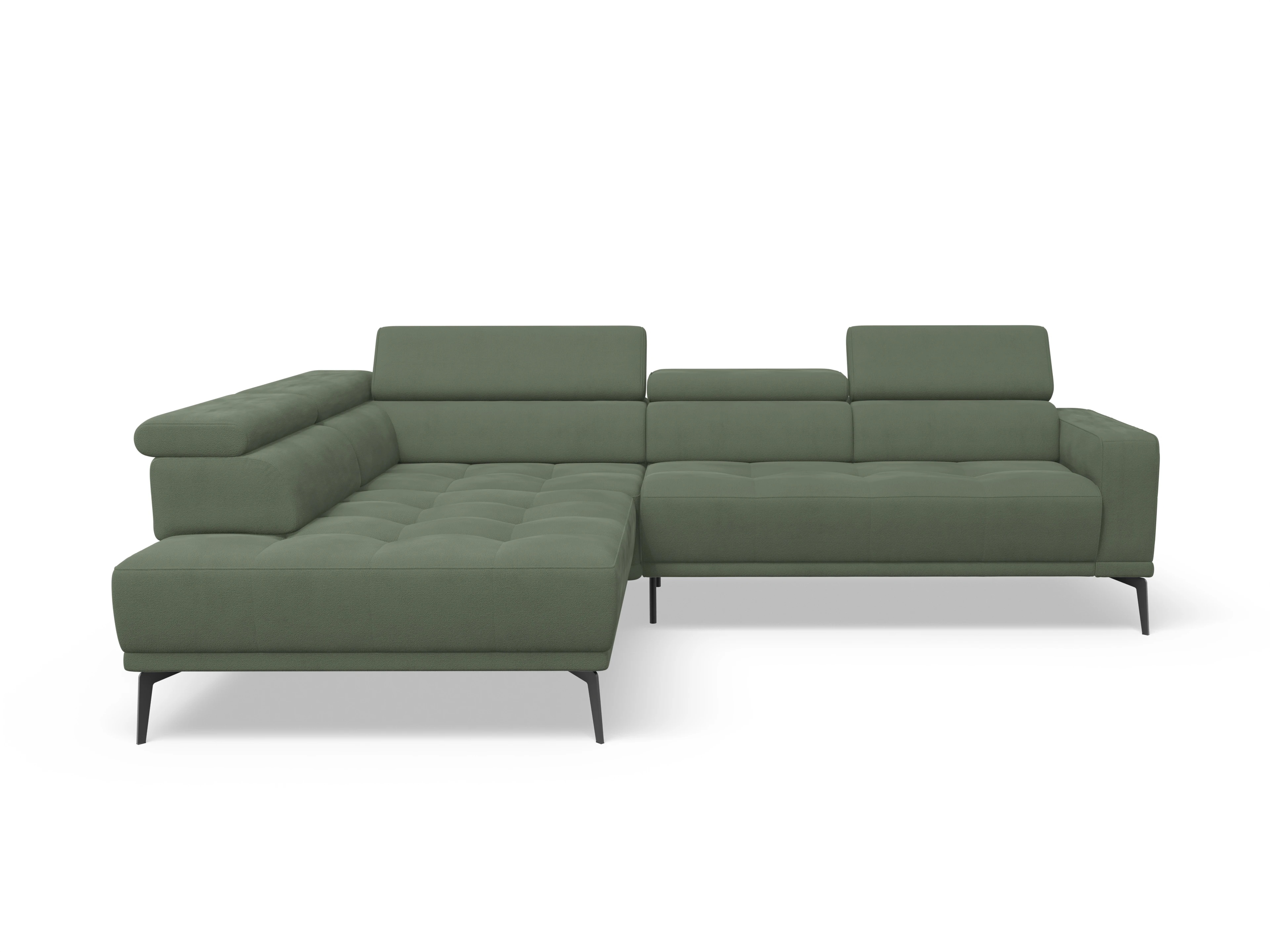 Marco Aho gr Medium L (mit Funktionen) Ansicht des Produktes Marco Ecksofa links Abschluss offen in Stoff Grün
