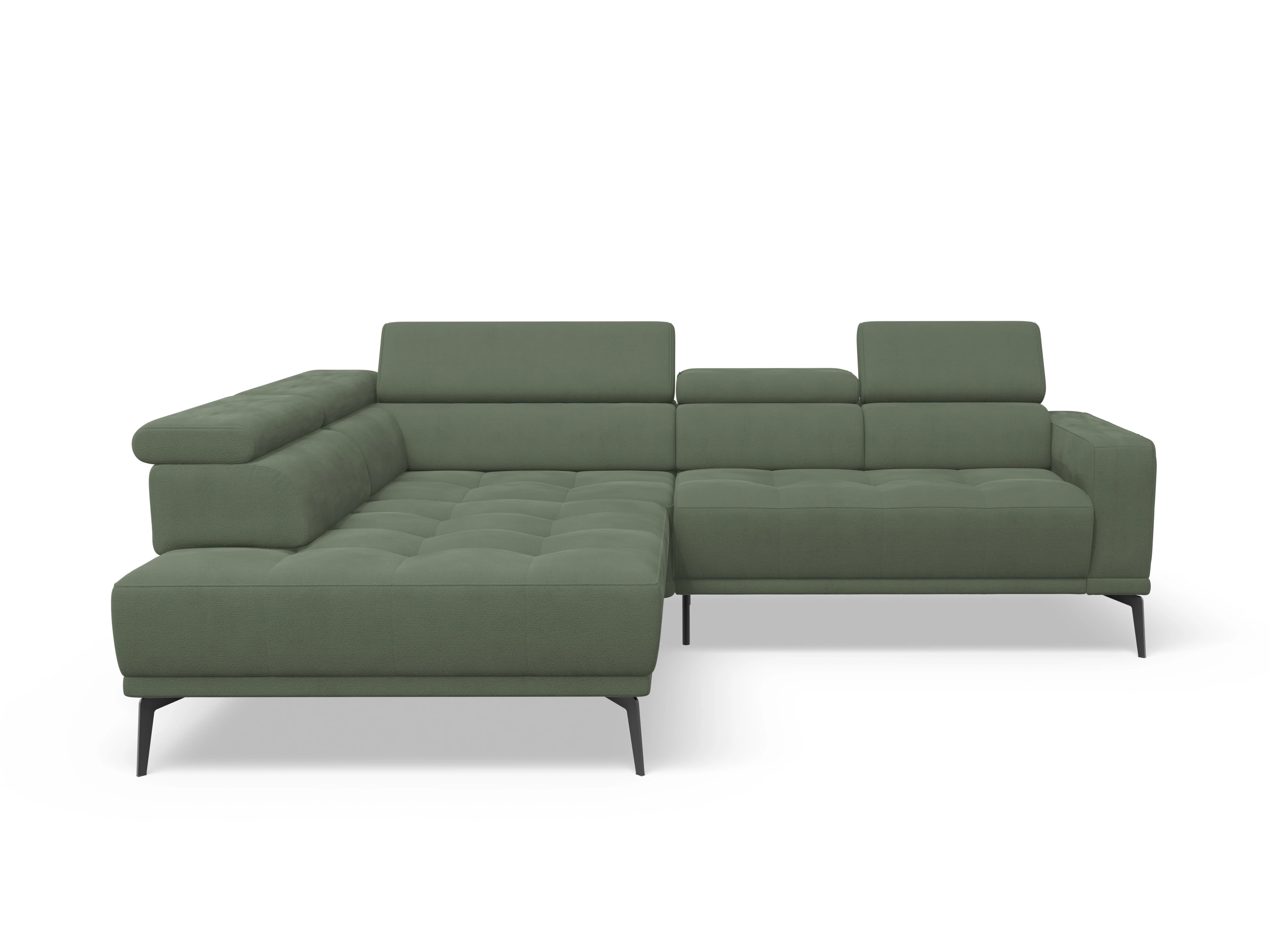 Ansicht des Produktes Marco Ecksofa links Abschluss offen in Stoff Grün