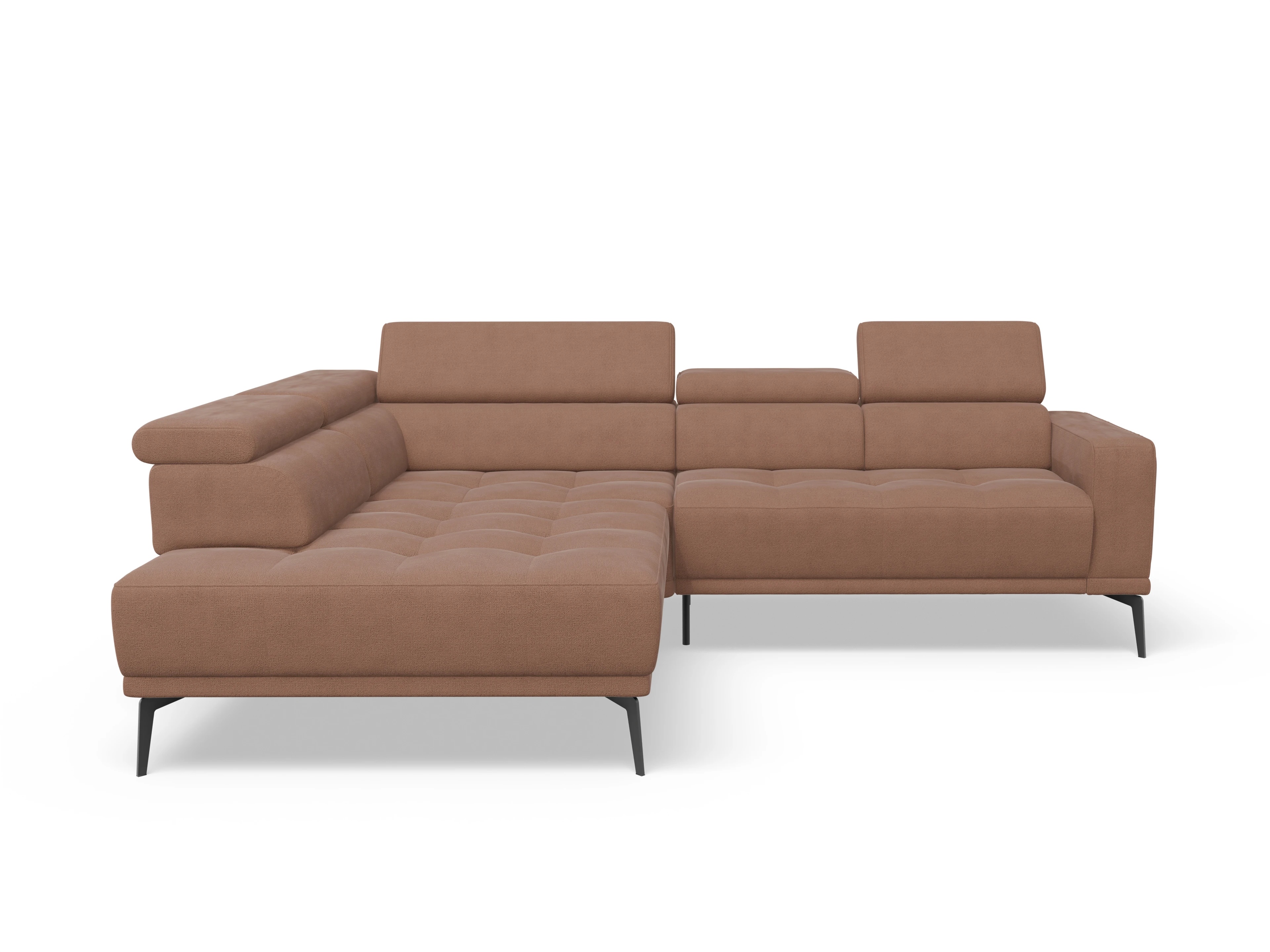 Ansicht des Produktes Marco Ecksofa links Abschluss offen in Stoff Orange