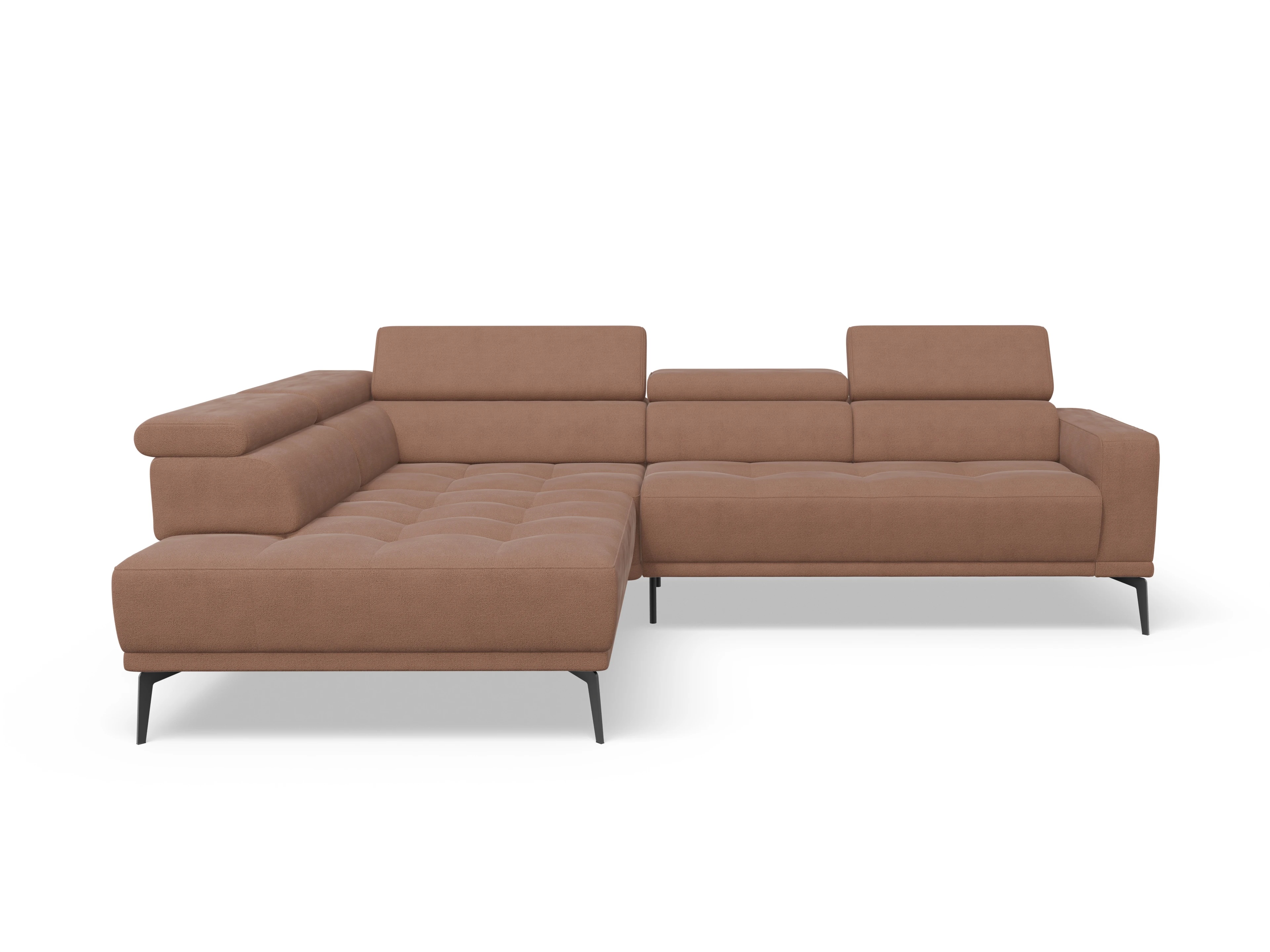 Marco Aho gr Medium L (mit Funktionen) Ansicht des Produktes Marco Ecksofa links Abschluss offen in Stoff Orange