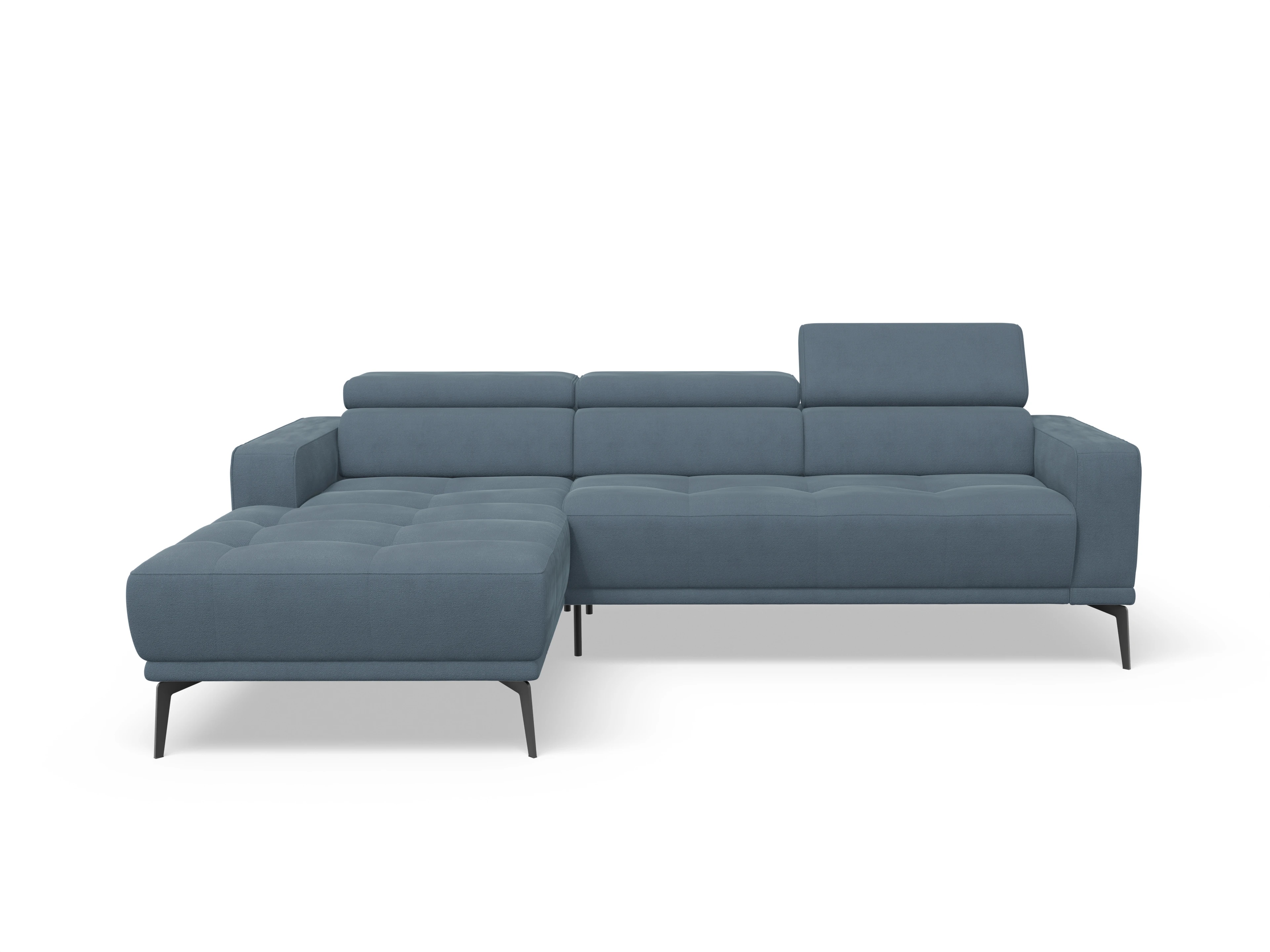 Ansicht des Produktes Marco Ecksofa links Abschluss offen in Stoff Blau