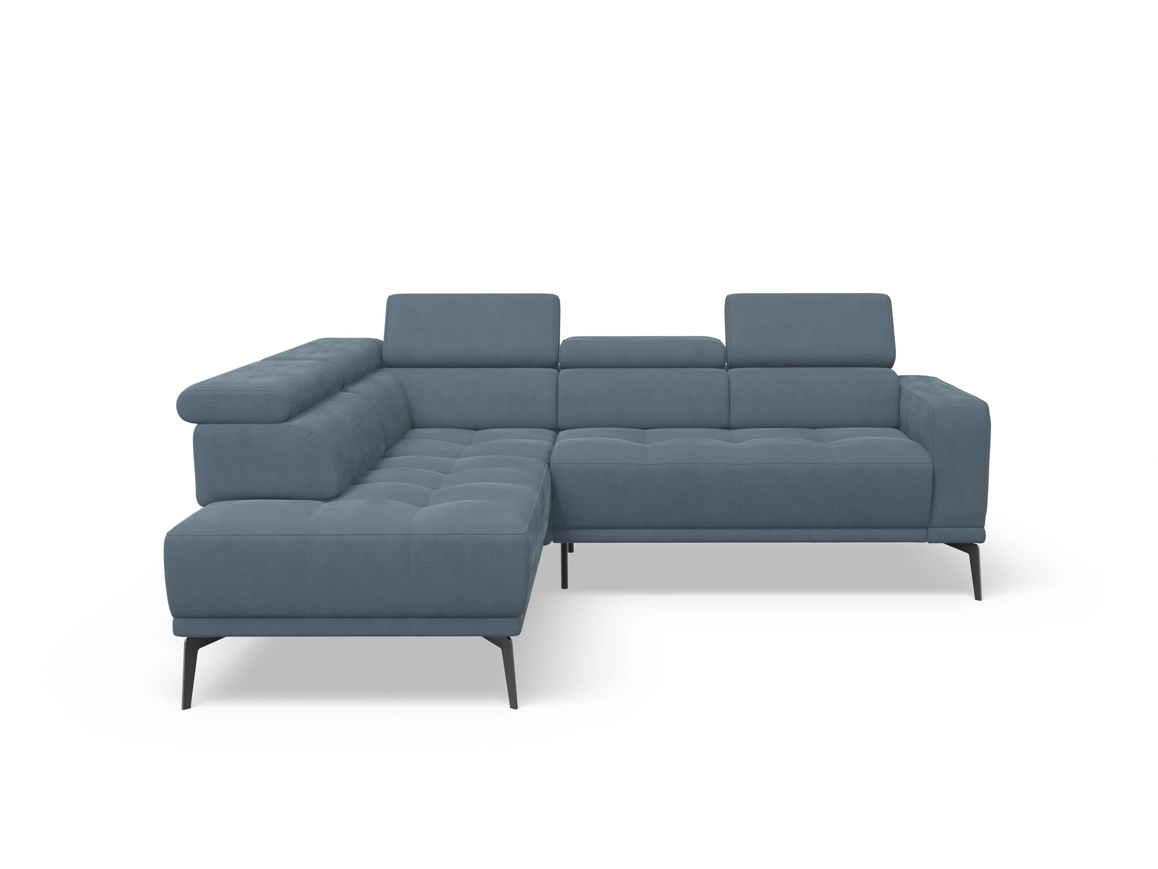 Ansicht des Produktes Marco Ecksofa links Abschluss offen in Stoff Blau