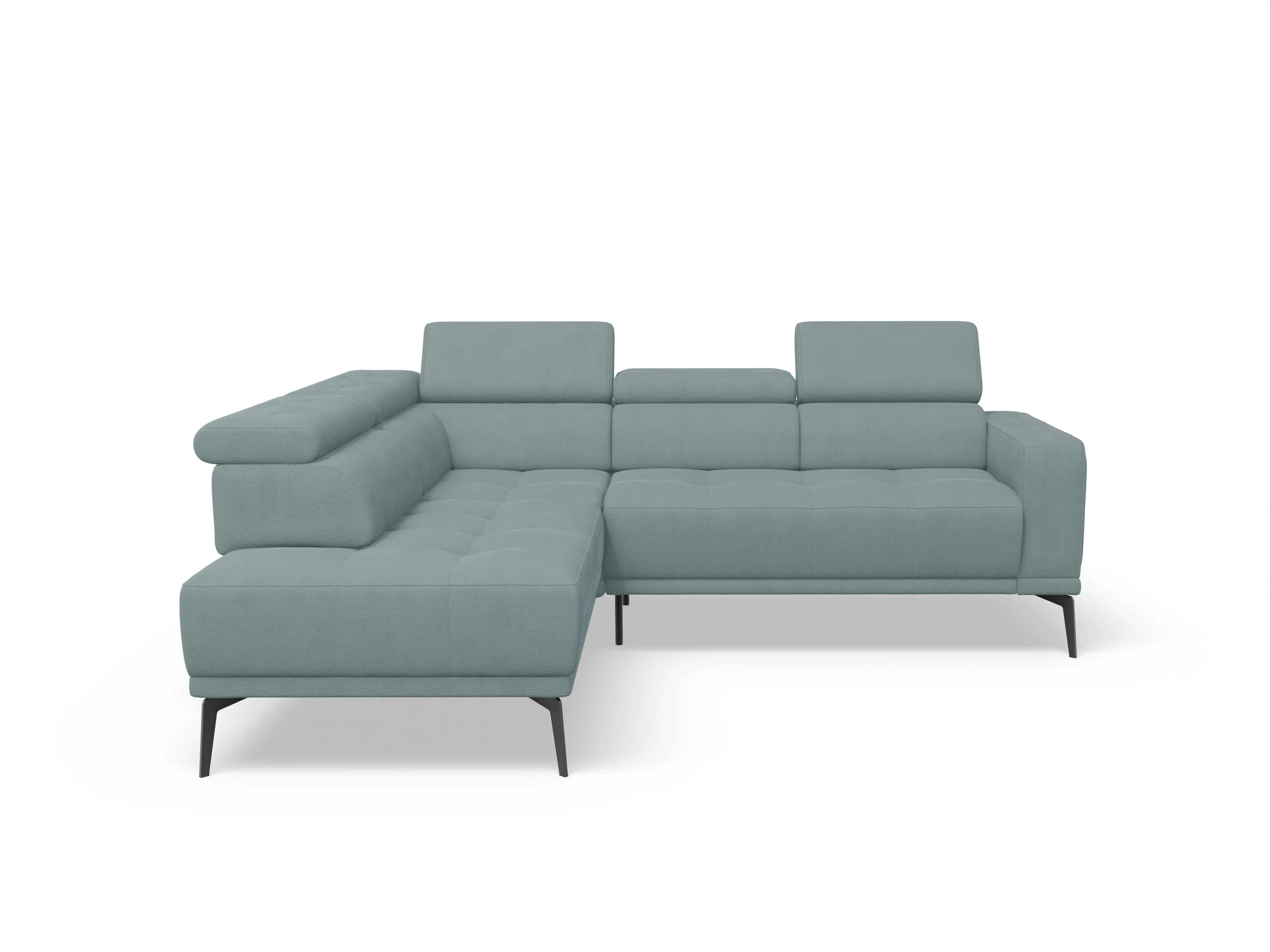 Ansicht des Produktes Marco Ecksofa links Abschluss offen in Stoff Blau