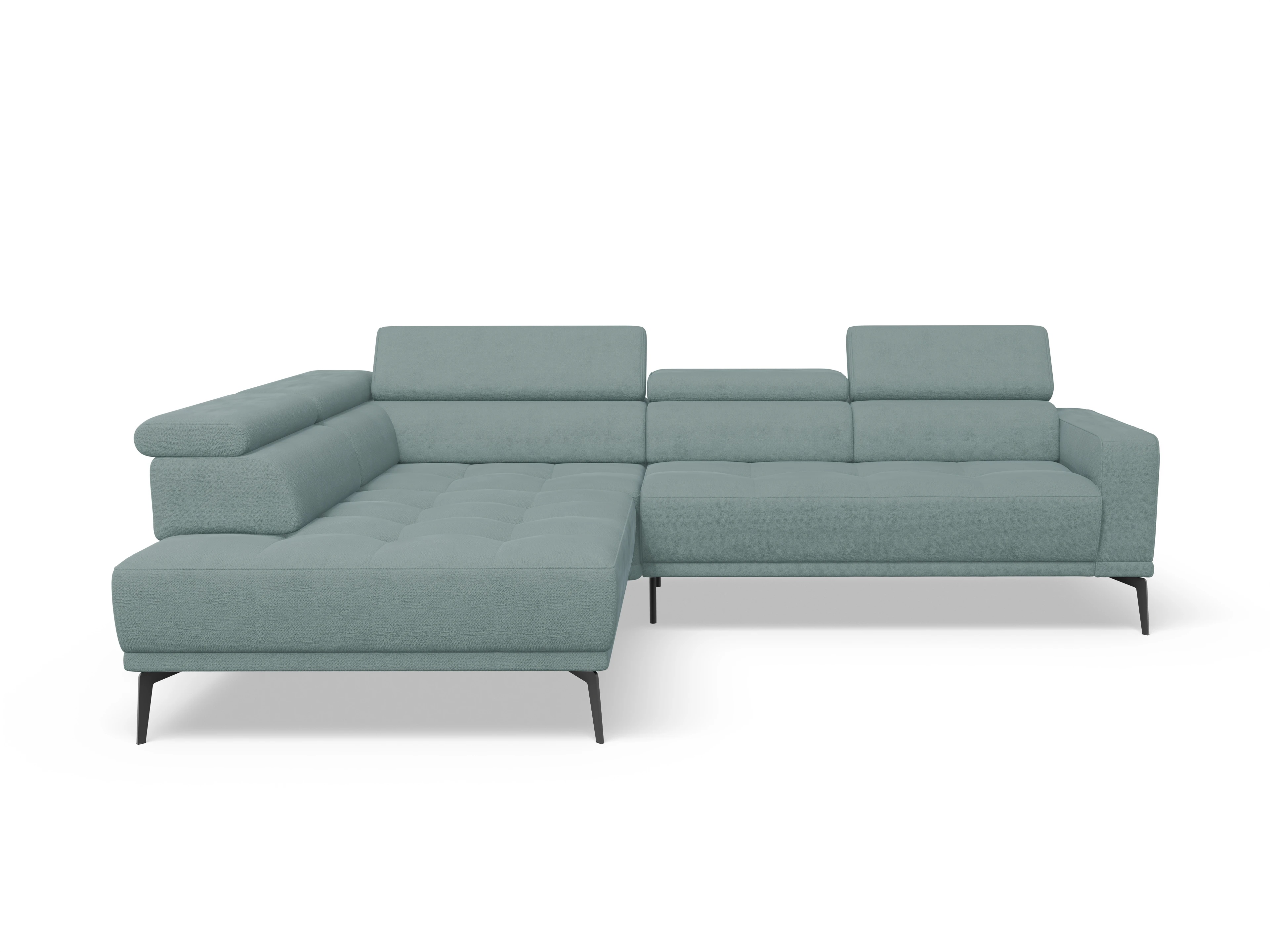 Marco Aho gr Medium L Ansicht des Produktes Marco Ecksofa links Abschluss offen in Stoff Blau