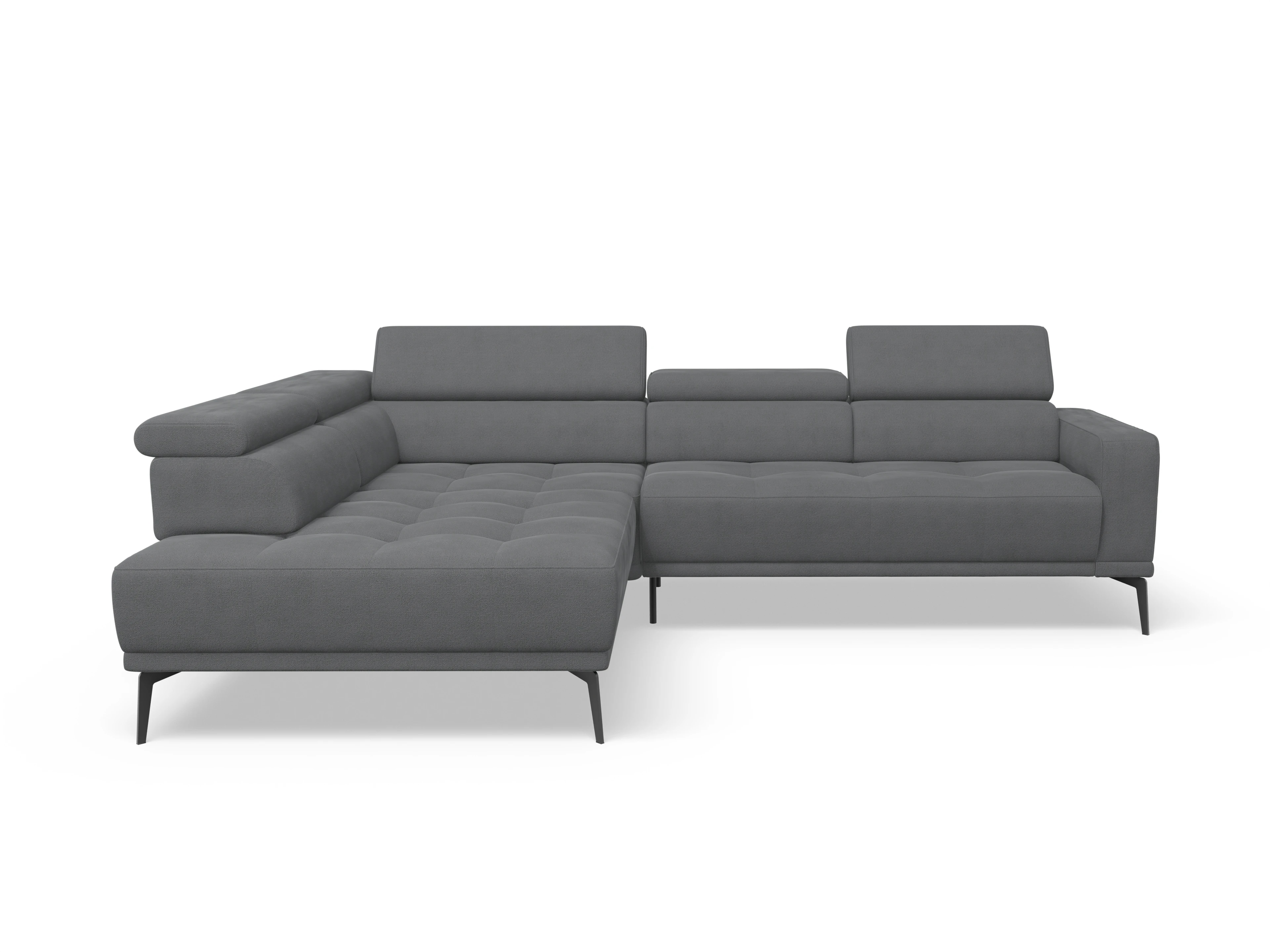 Marco Aho gr Medium L (mit Funktionen) Ansicht des Produktes Marco Ecksofa links Abschluss offen in Stoff Grau