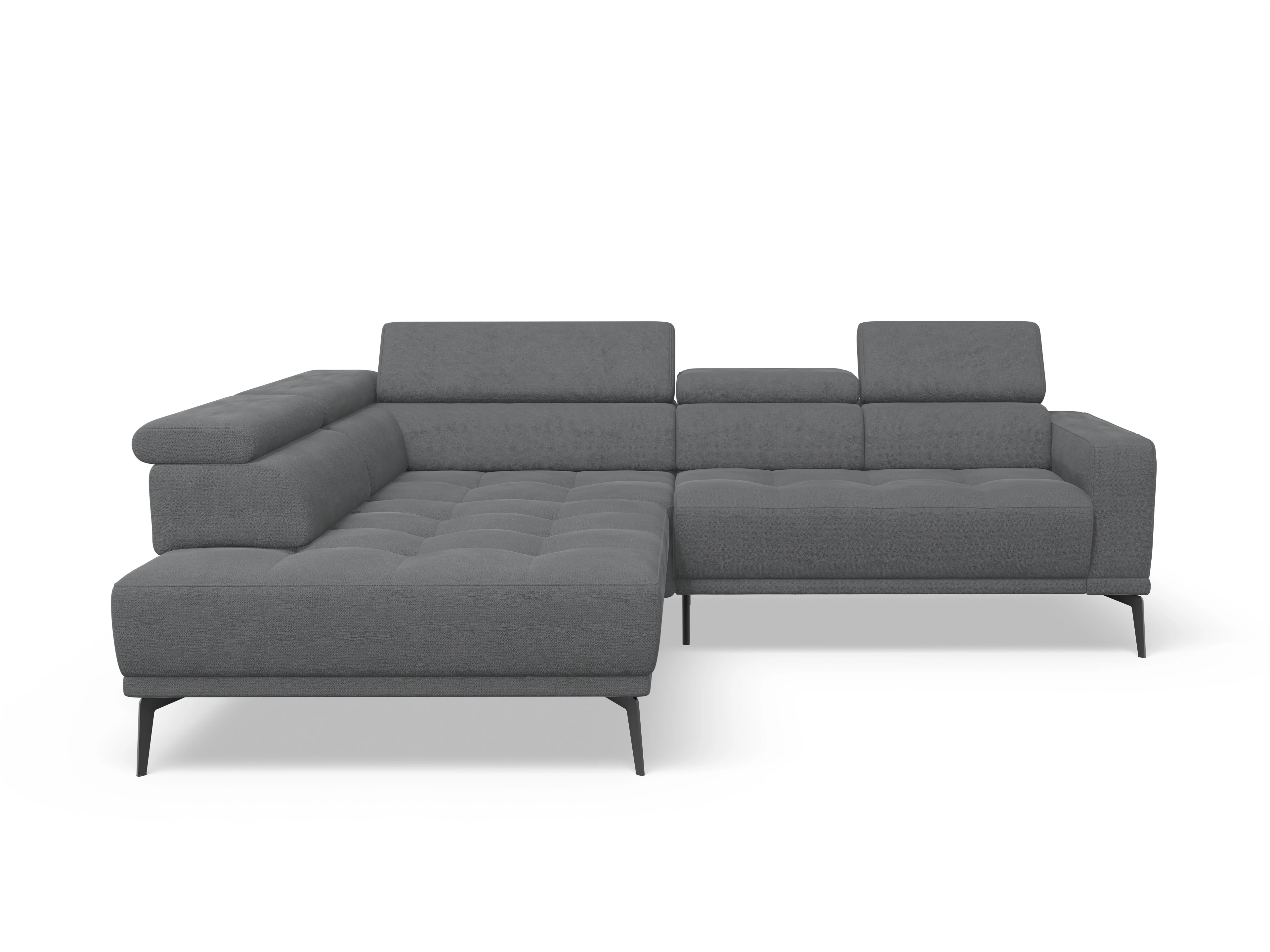 Ansicht des Produktes Marco Ecksofa links Abschluss offen in Stoff Grau