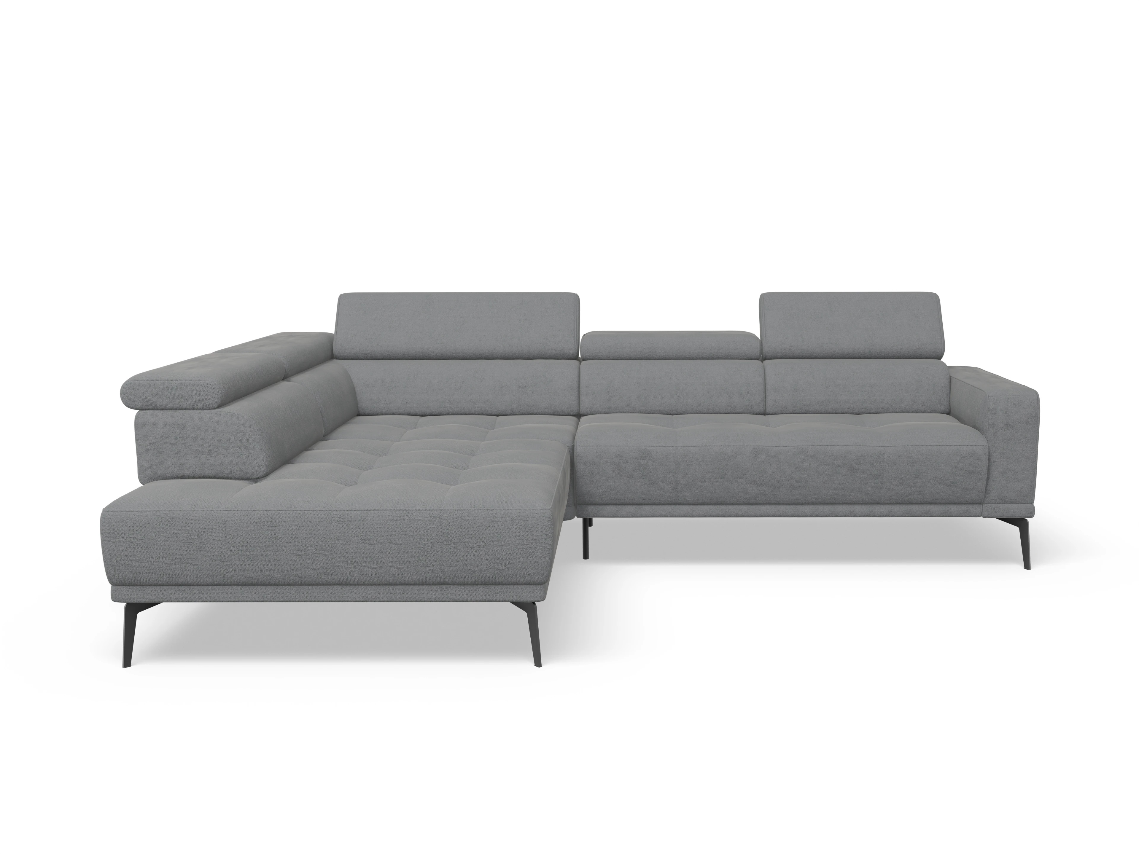 Marco Aho gr Medium L Ansicht des Produktes Marco Ecksofa links Abschluss offen in Stoff Grau