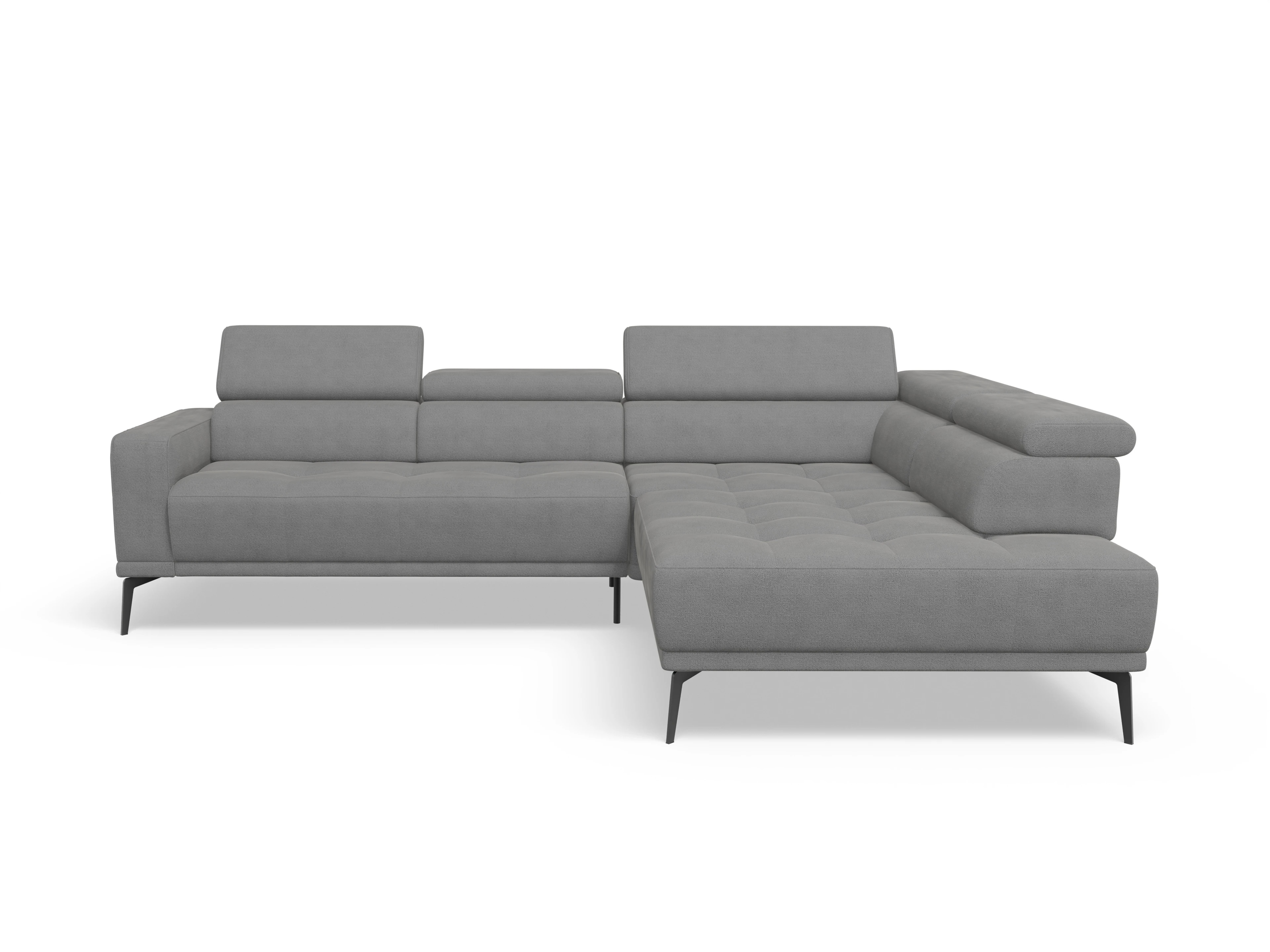 Marco Aho gr Medium R Ansicht des Produktes Marco Ecksofa rechts Abschluss offen in Stoff Grau