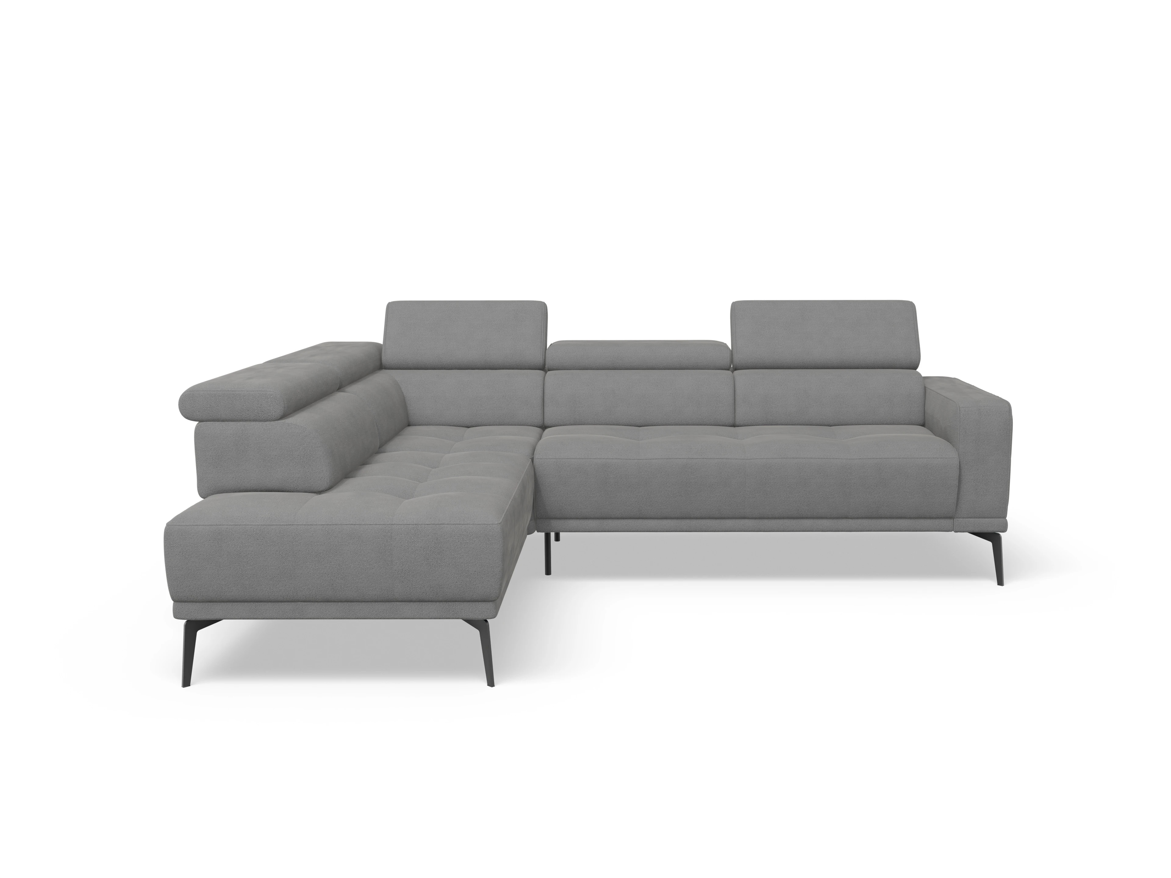 Marco Aho kl Medium L Ansicht des Produktes Marco Ecksofa links Abschluss offen in Stoff Grau